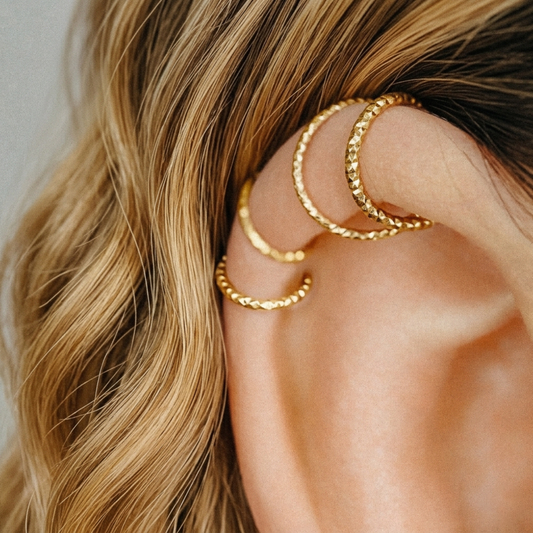 Diamond Cut Helix Hoop - Tiny Cartilage Earring - Endless Ring Hoops