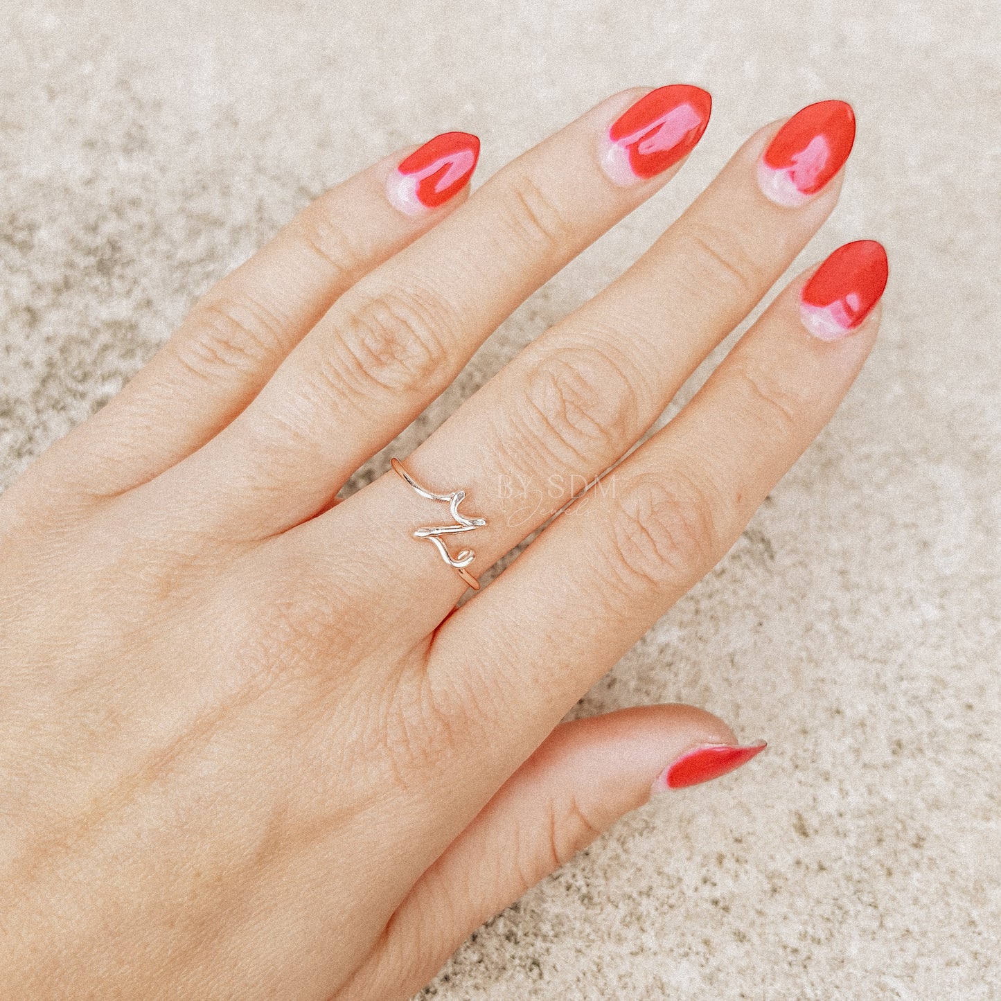Initial Letter Z Ring • Personalized Wire Initial Ring • Wire Ring • Personalized Ring • Adjustable Ring • Wire Letters • BYSDMJEWELS