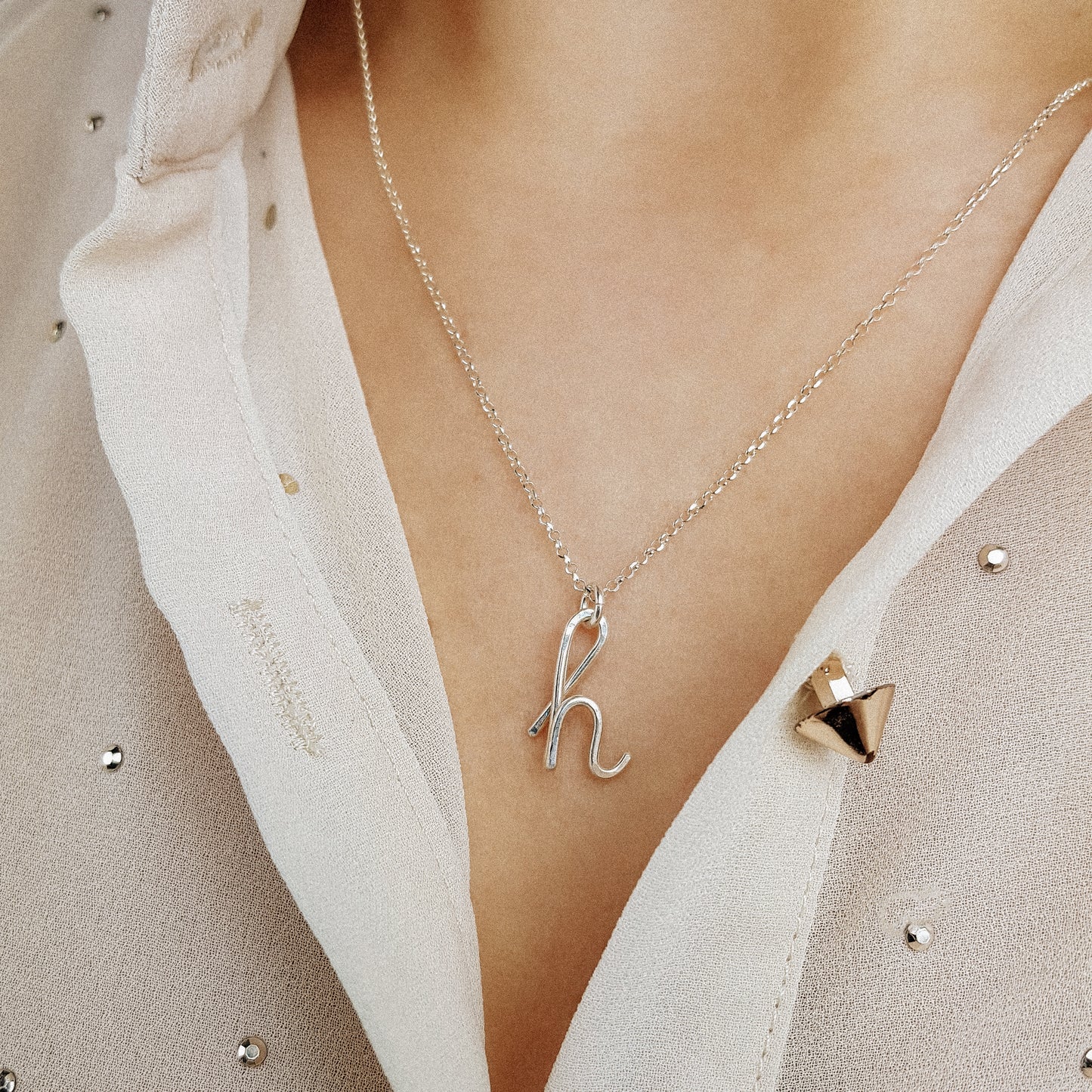 Personalized Lowercase Italic Initial Necklace: Dainty Letter Monogram Pendant