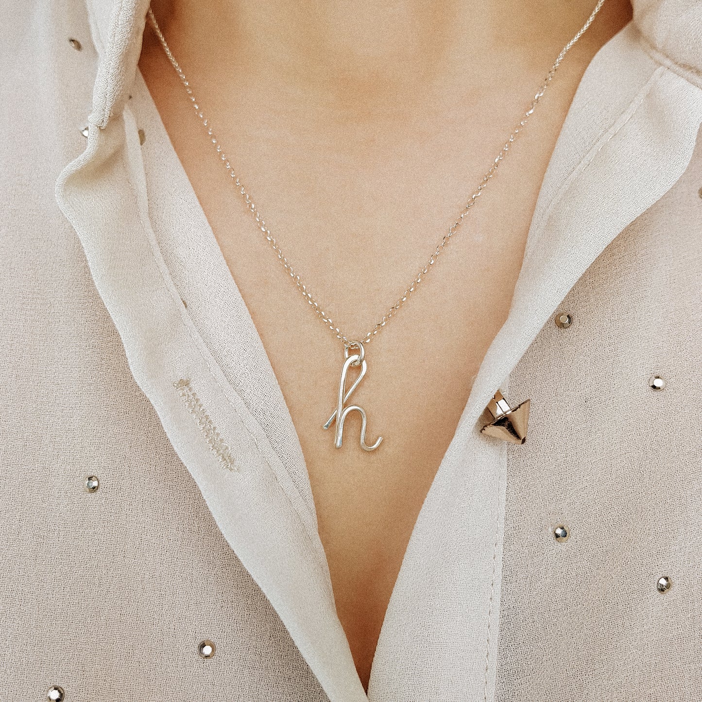 Personalized Lowercase Italic Initial Necklace: Dainty Letter Monogram Pendant
