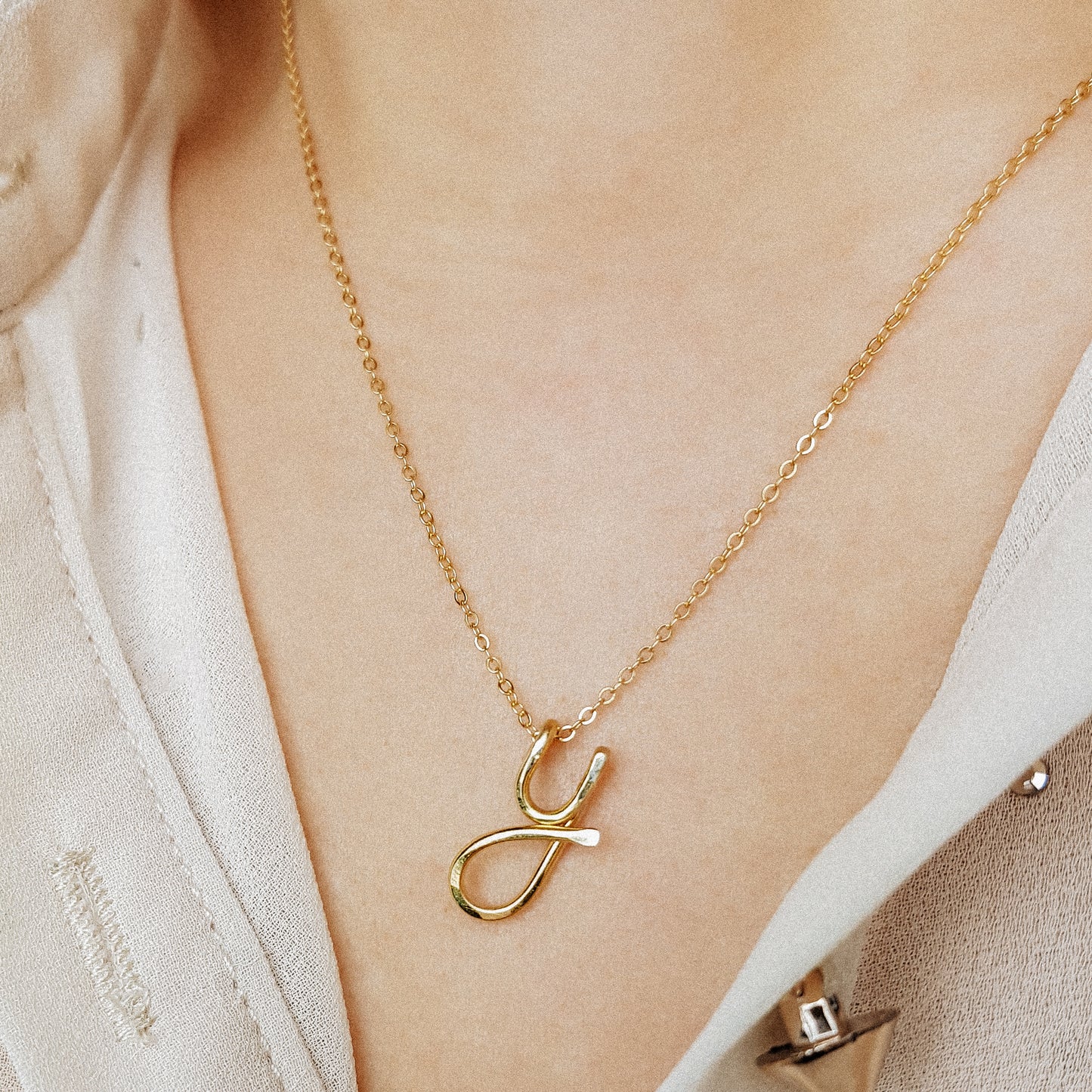 Personalized Lowercase Italic Initial Necklace: Dainty Letter Monogram Pendant