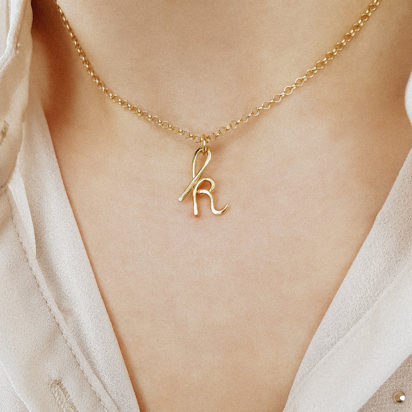 Personalized Lowercase Italic Initial Necklace: Dainty Letter Monogram Pendant