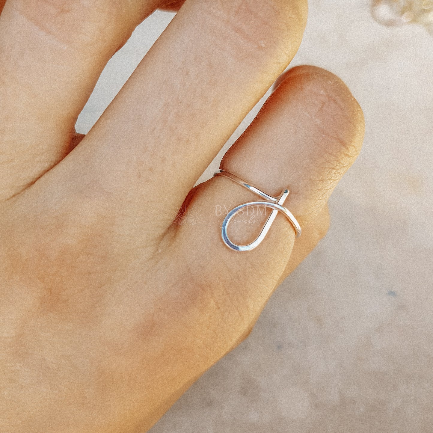 Dainty Initial Ring • J Letter Ring • Personalized Initial Ring • Initial Name Ring • Adjustable Ring • Bridesmaid Gift • BYSDMJEWELS