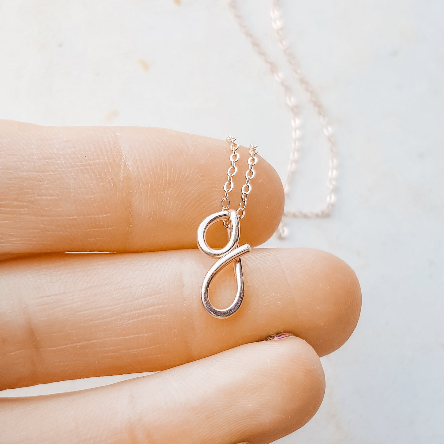 Personalized Lowercase Italic Initial Necklace: Dainty Letter Monogram Pendant