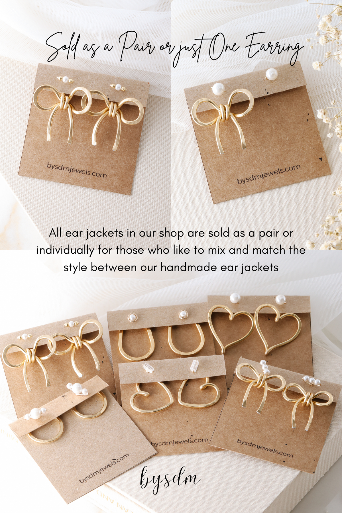 Bow Earring Jackets - BySDM Jewels - Handmade Jewelry - Unique - Mix & Match - lightweight - statement