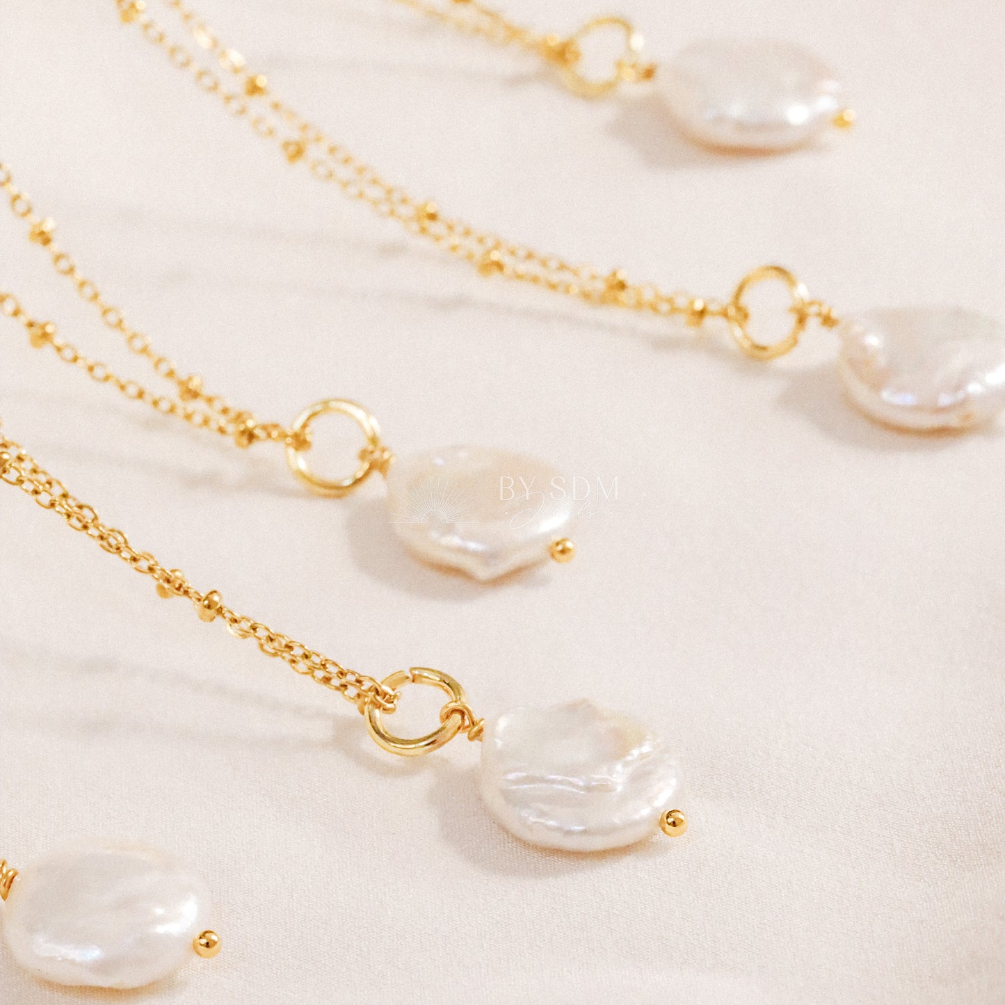 Coin Pearl Charm Necklace • Friendship Necklace • Delicate Layering Necklace • Natural Pearl Gift Idea for Women • BYSDMJEWELS