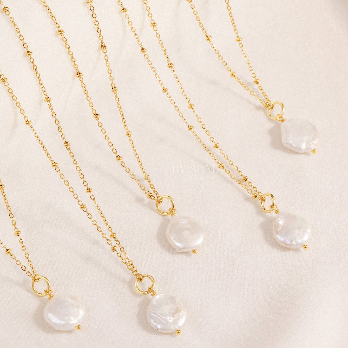 Coin Pearl Charm Necklace • Friendship Necklace • Delicate Layering Necklace • Natural Pearl Gift Idea for Women • BYSDMJEWELS