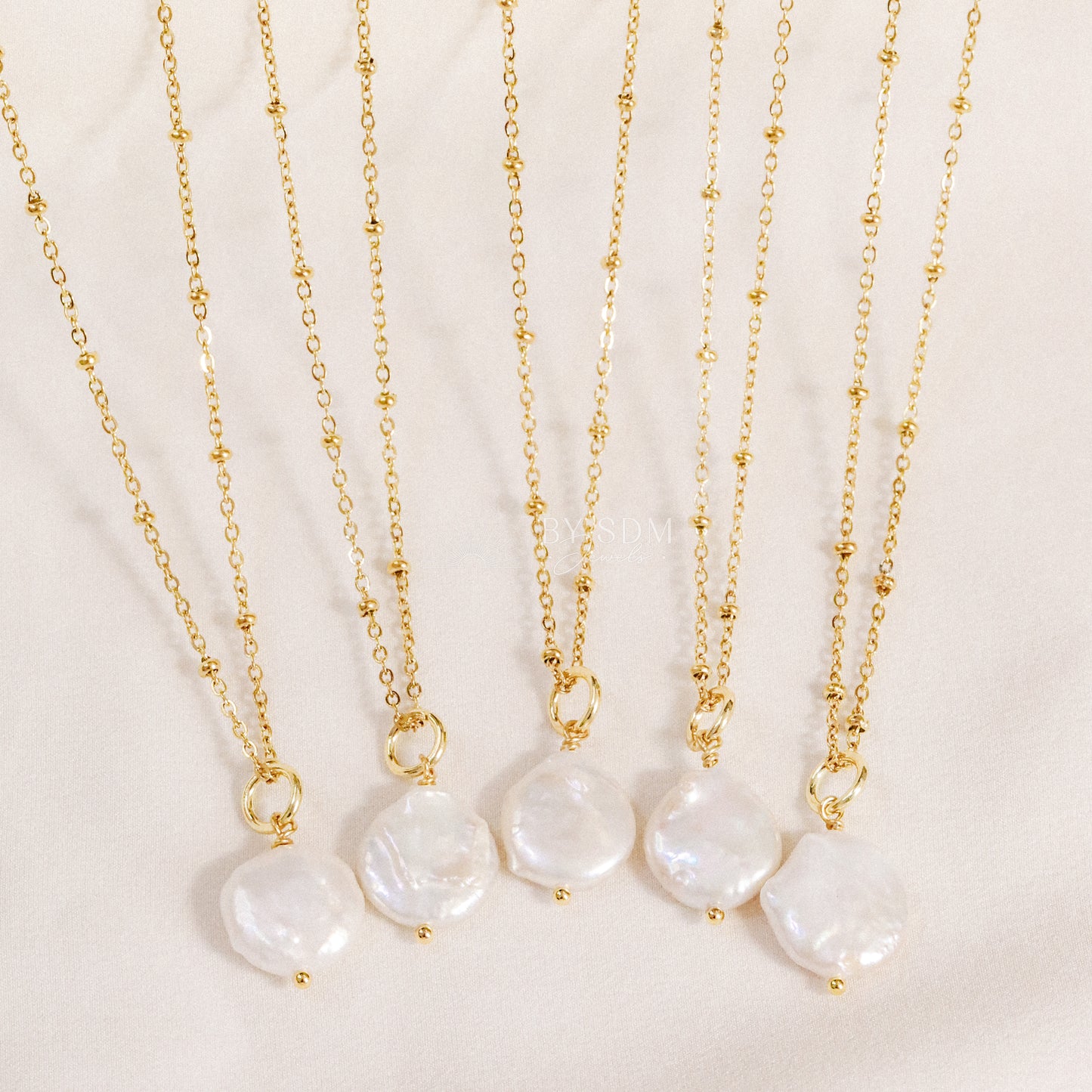 Coin Pearl Charm Necklace • Friendship Necklace • Delicate Layering Necklace • Natural Pearl Gift Idea for Women • BYSDMJEWELS