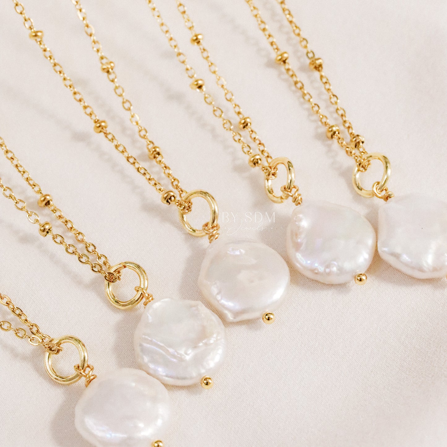 Coin Pearl Charm Necklace • Friendship Necklace • Delicate Layering Necklace • Natural Pearl Gift Idea for Women • BYSDMJEWELS