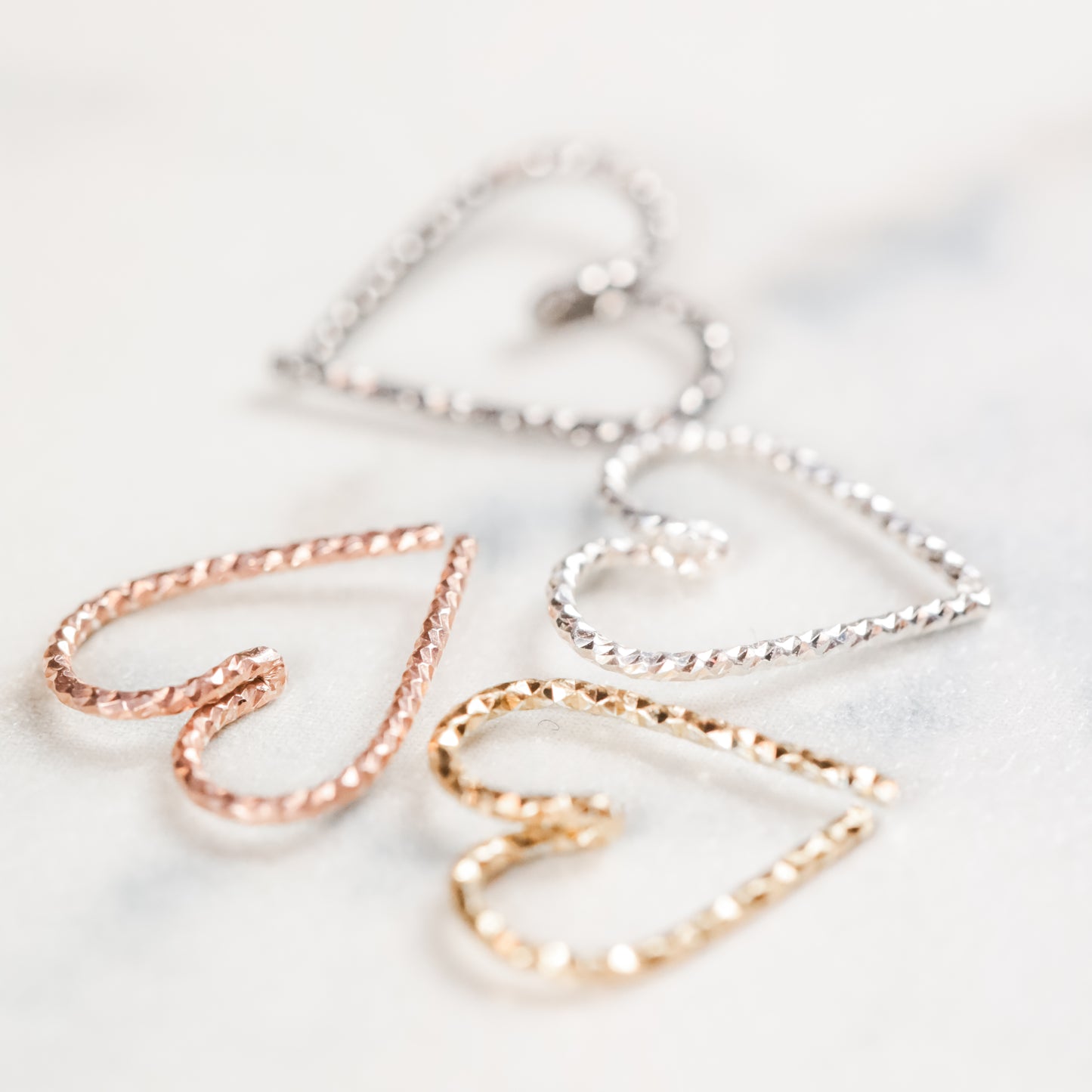 Helix Earring, Heart Cartilage Earring, Sterling Silver Helix Earring, Silver Open Heart Helix Hoop Earring, Diamond Cut Helix Heart Earring