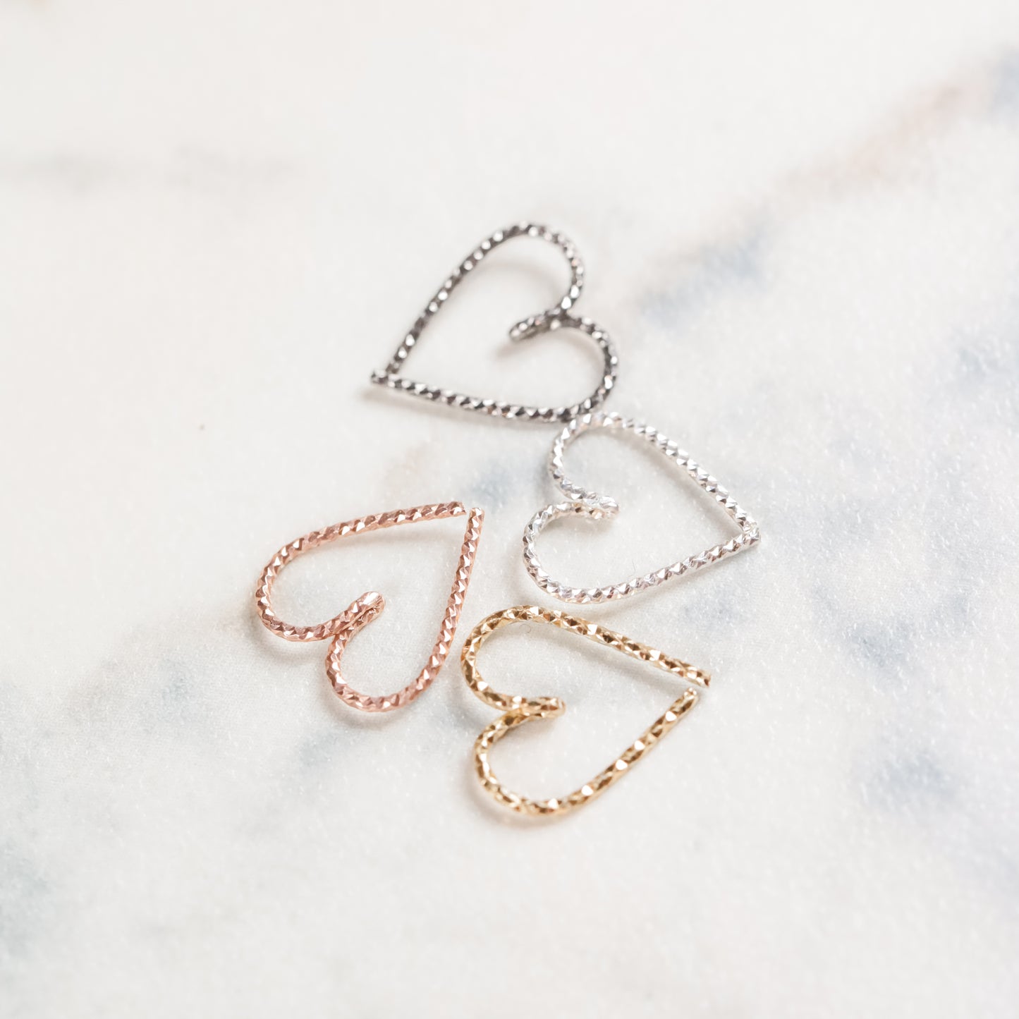 Helix Earring, Heart Cartilage Earring, Sterling Silver Helix Earring, Silver Open Heart Helix Hoop Earring, Diamond Cut Helix Heart Earring