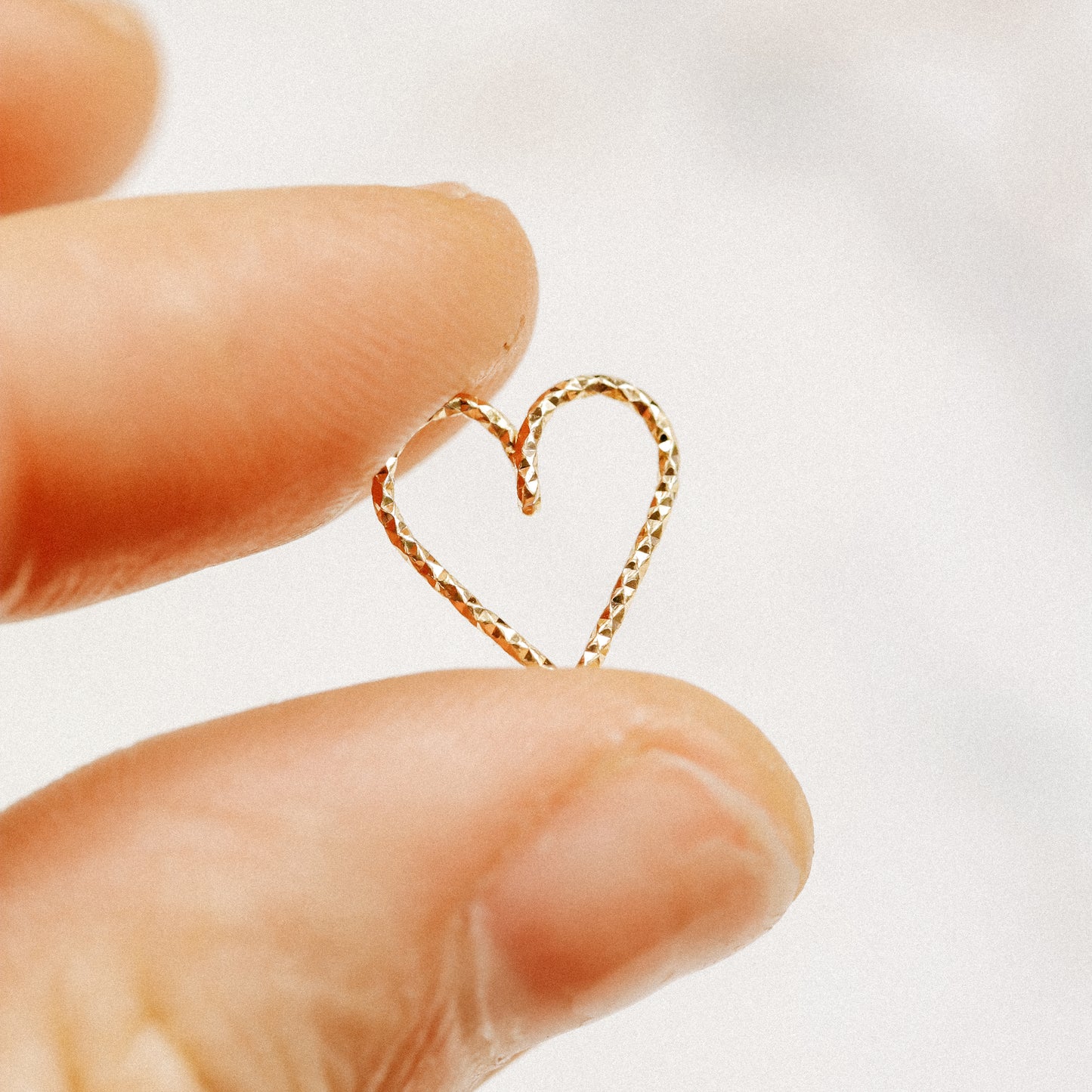 Helix Earring, Heart Cartilage Earring, Sterling Silver Helix Earring, Silver Open Heart Helix Hoop Earring, Diamond Cut Helix Heart Earring