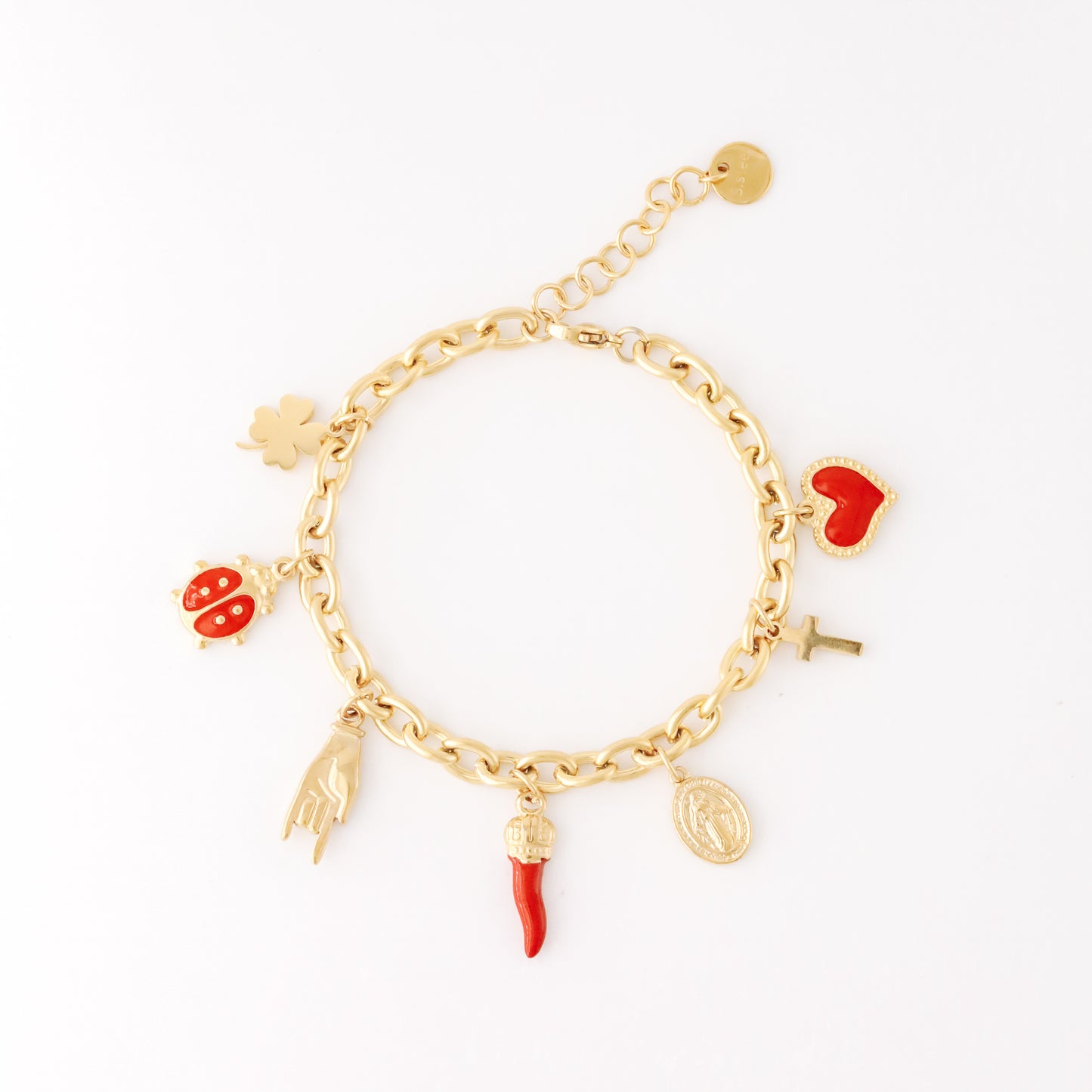 Italian Lucky Horn Charm Bracelet: Stainless Steel Good Luck Charms
