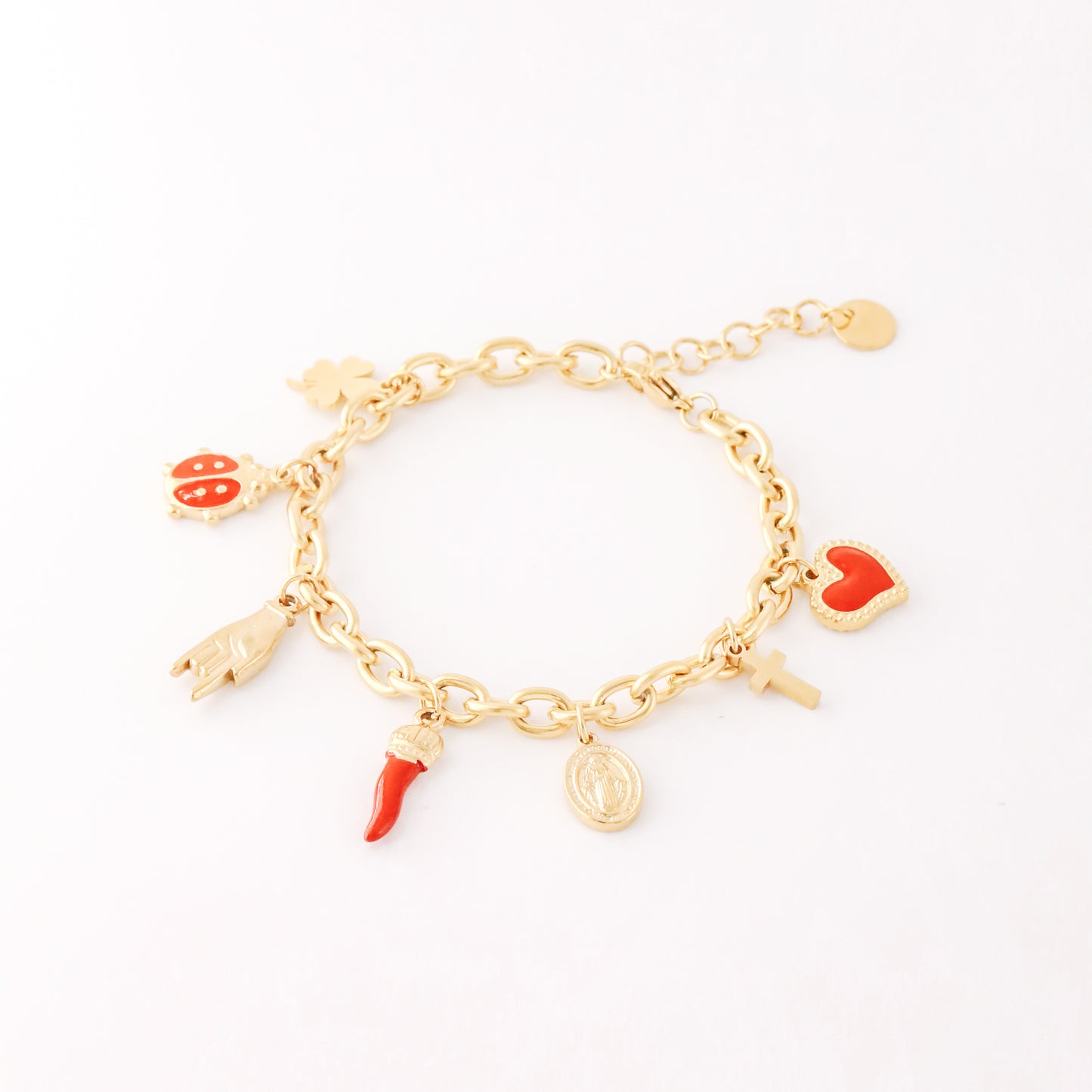 Italian Lucky Horn Charm Bracelet: Stainless Steel Good Luck Charms