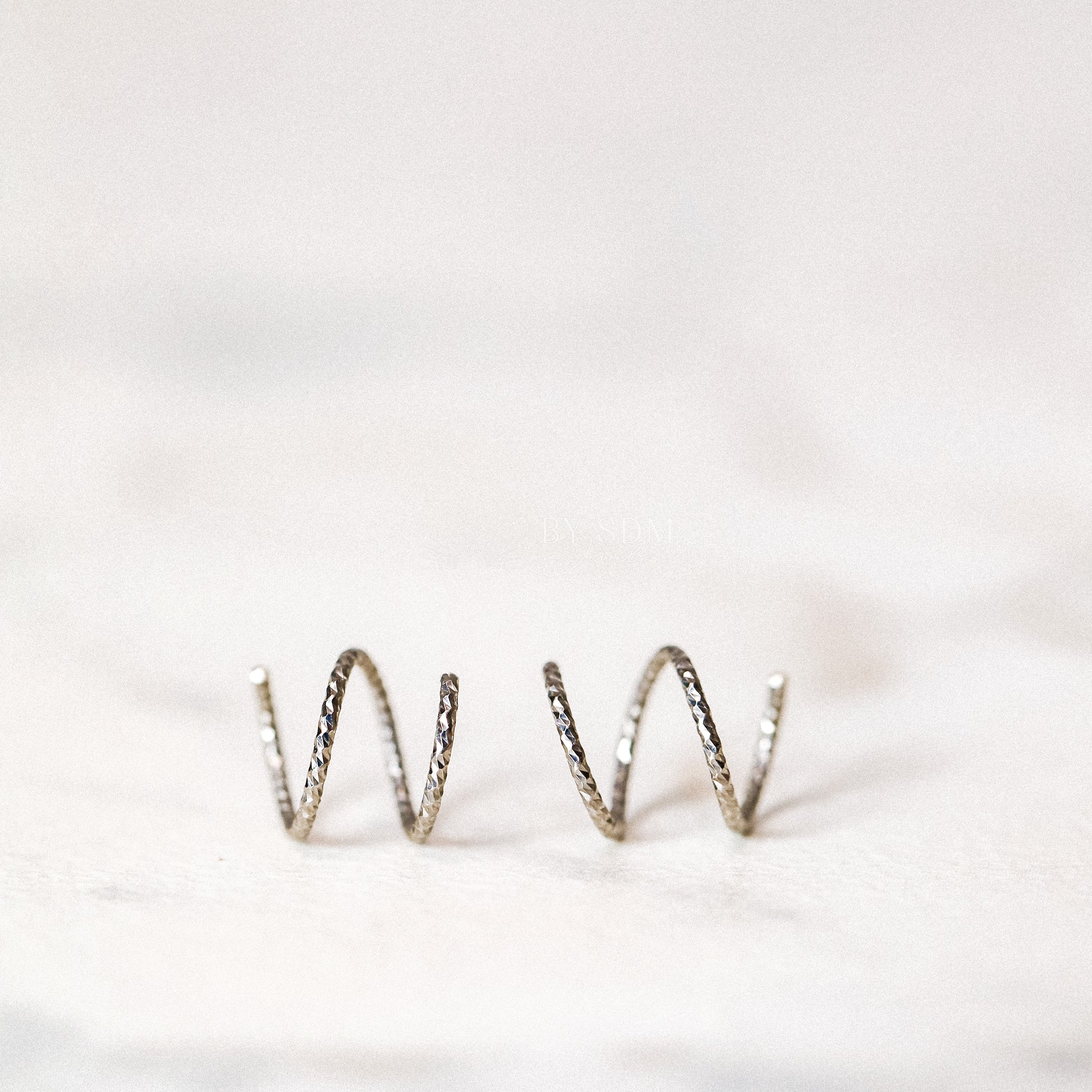 Double Hoop Earrings One Hole Spiral Earrings Black Diamond Cut Open Hoop Earrings Spiral Loop Earrings Threader Hoops Double Hoop Earrings