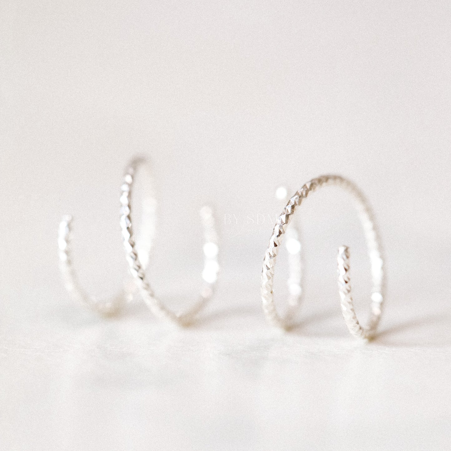Huggie Hoop Earrings Tiny Spiral Earrings Small Hoop Earrings Hug Hoops Textured Open Hoop Earrings Diamond Cut Double Hole Earrings