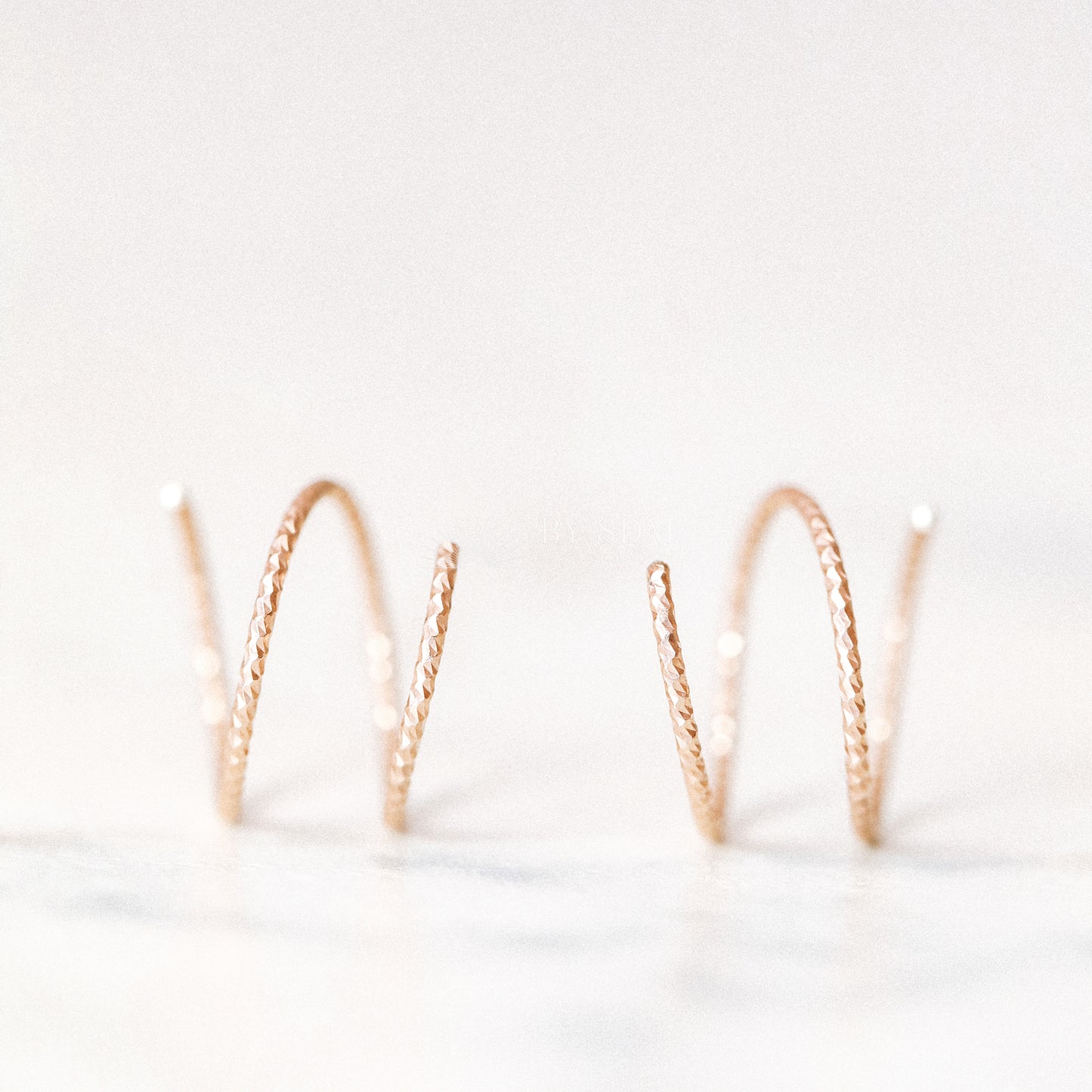 Tiny Double Hoop Earrings Minimal Spiral Earrings Tiny Twist Earrings Double Hoop Earrings Double Piercing Diamond Cut Hoop Earrings