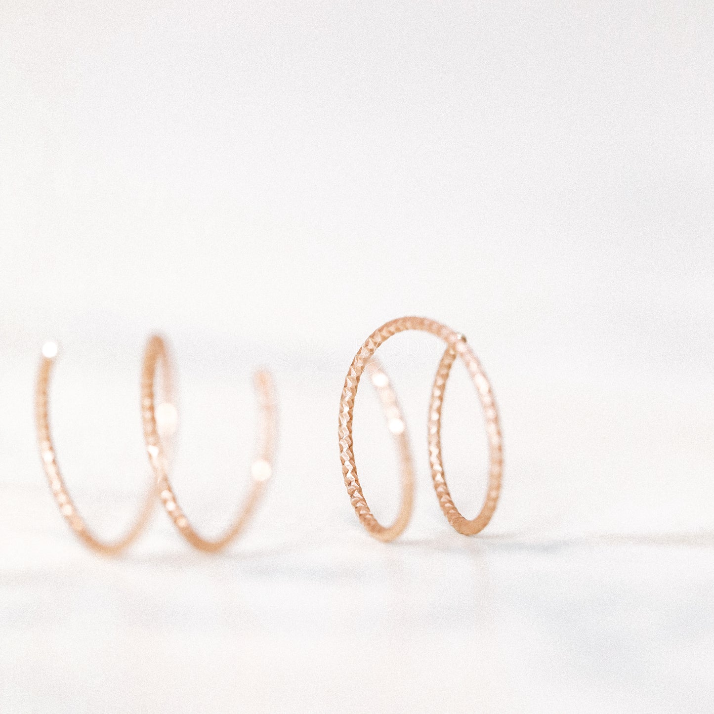 Tiny Double Hoop Earrings Minimal Spiral Earrings Tiny Twist Earrings Double Hoop Earrings Double Piercing Diamond Cut Hoop Earrings