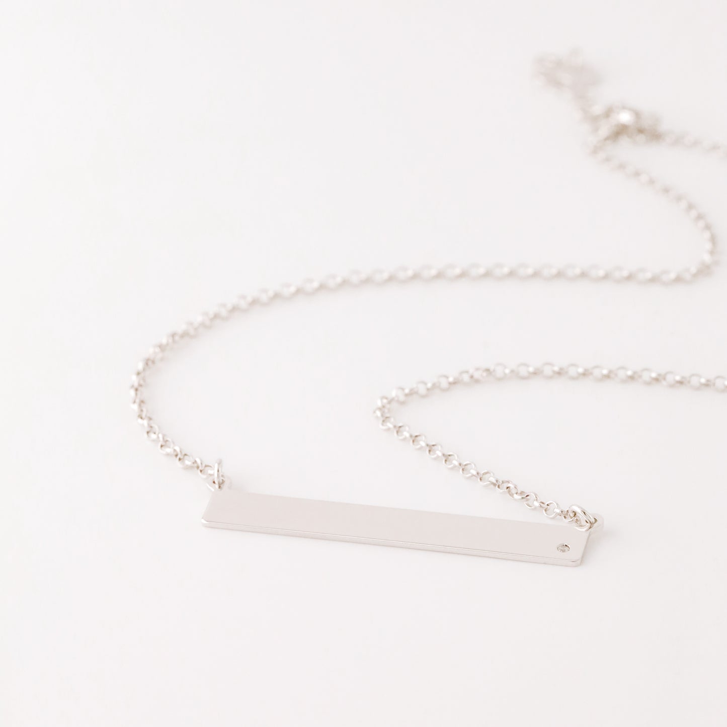 Sterling Silver Bar Necklace with Diamond • BYSDMJEWELS