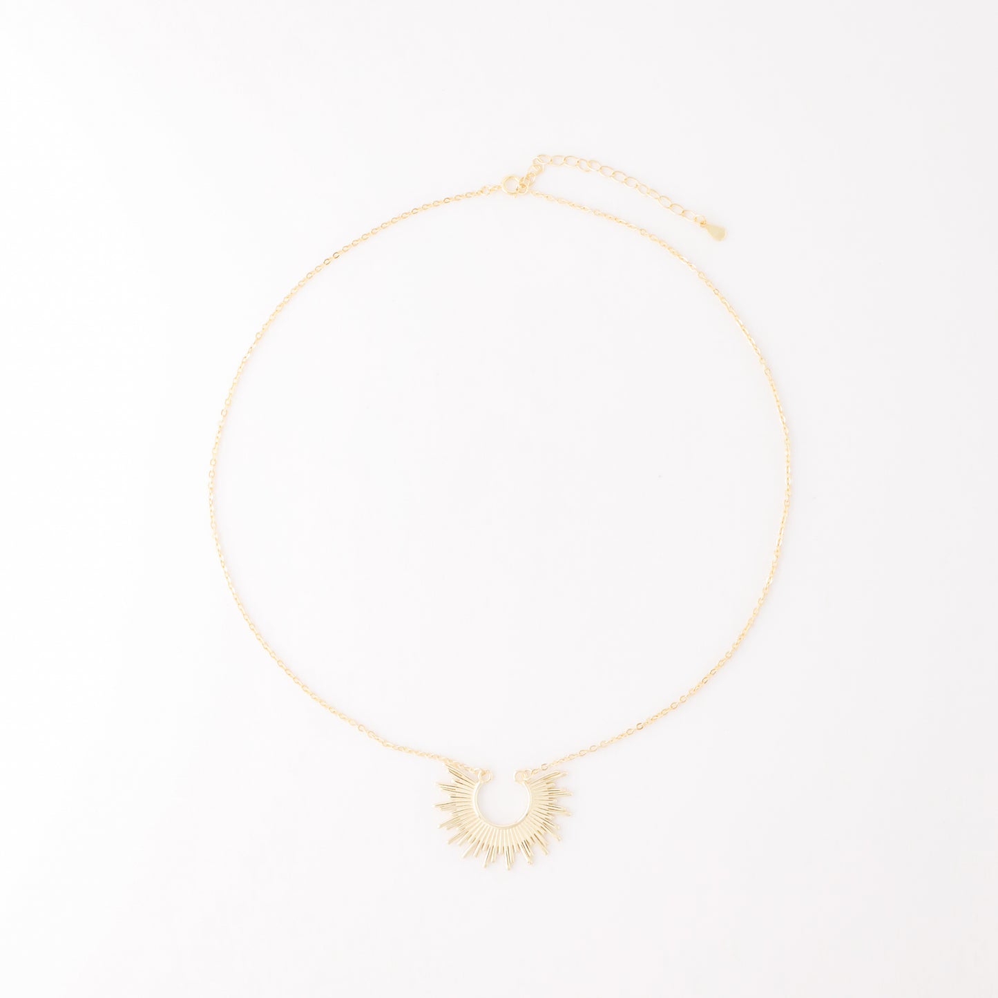 Sun Necklace Dainty Spike Necklace Sunburst Gold Necklace Minimalist Celestial Jewelry Semicircle Sun Pendant Gift For Her