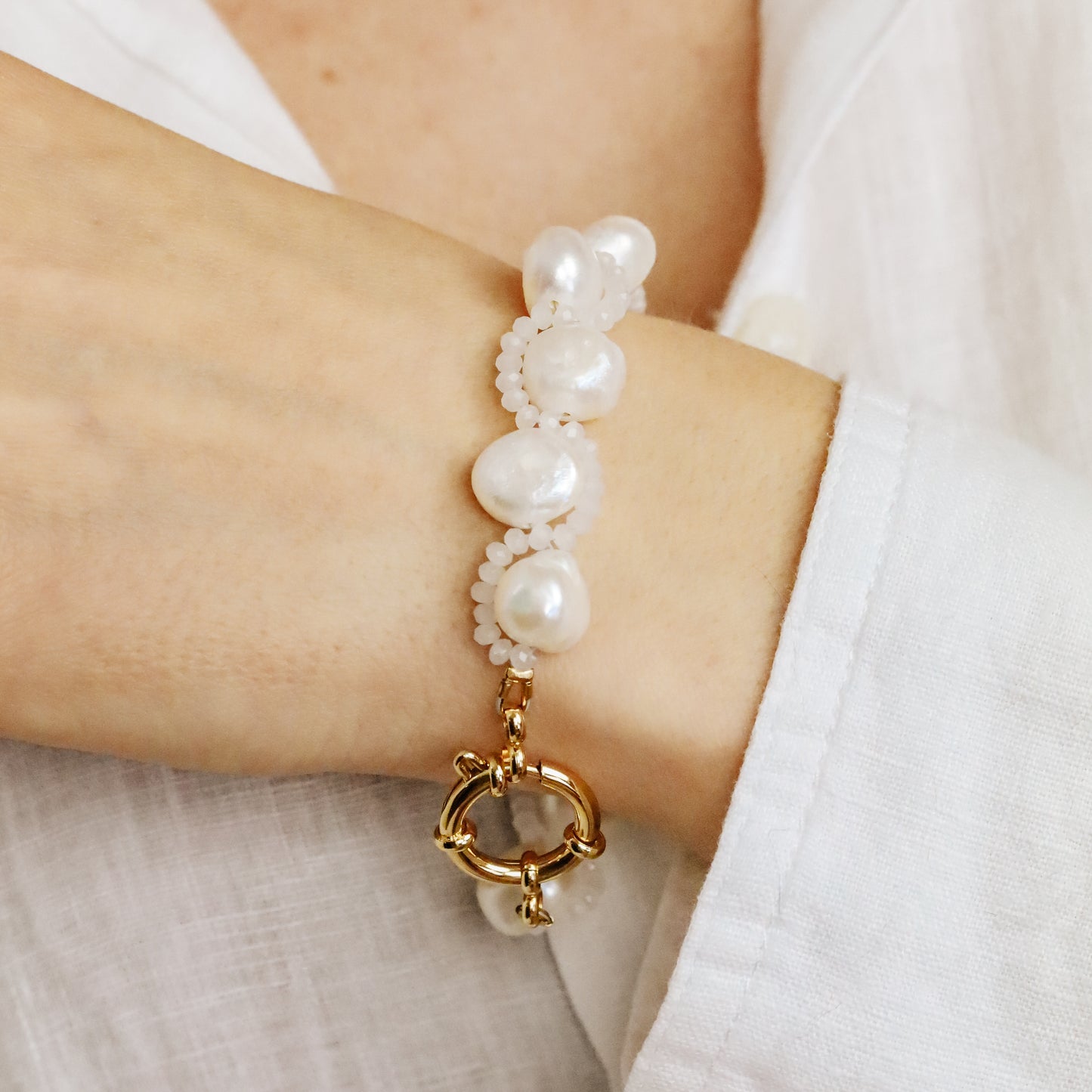 Real Natural Freshwater Pearl Bracelet • Dainty Stainless Steel Bracelet • Pearl Beaded Bracelet Bridesmaid Gift • Valentine's Gift