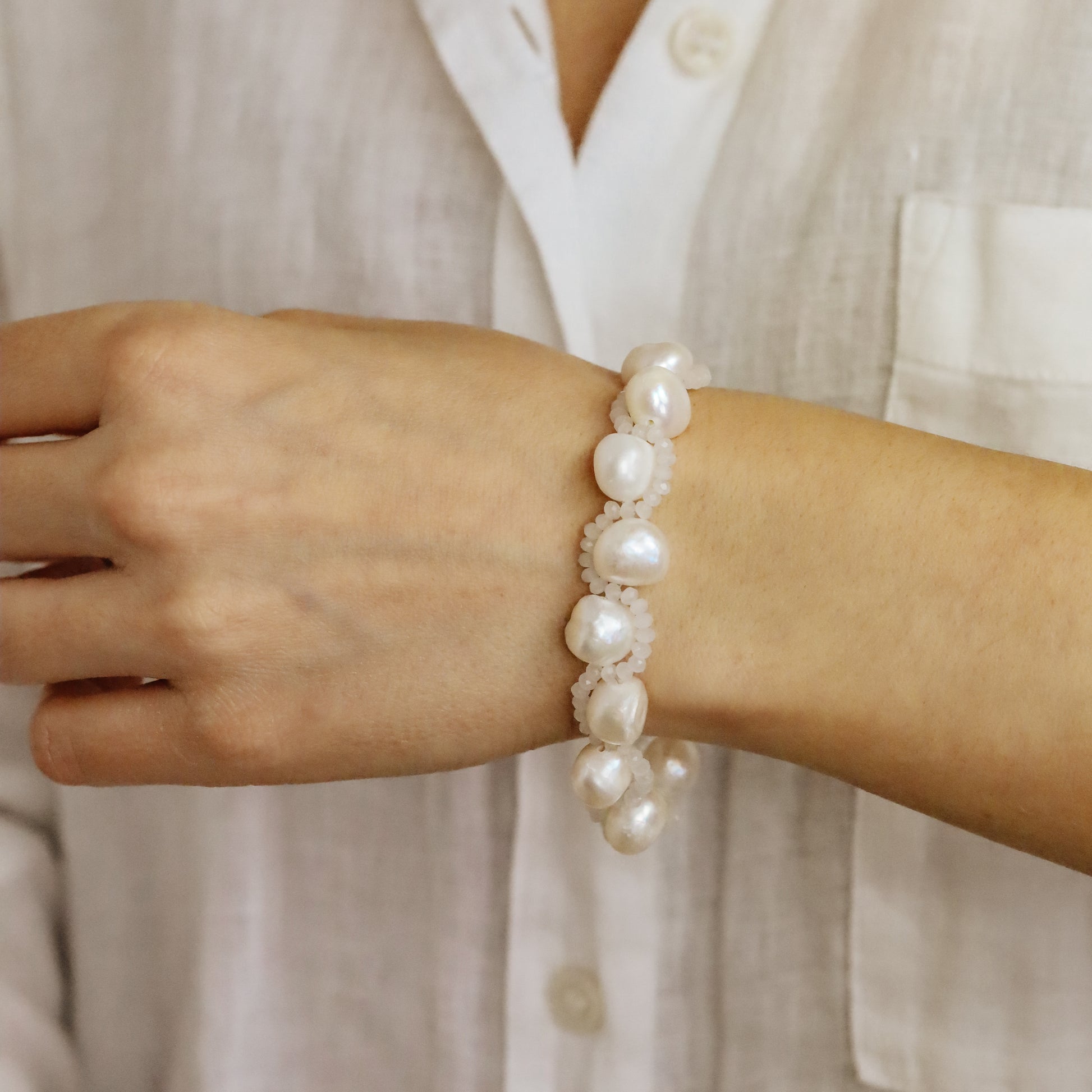 Real Natural Freshwater Pearl Bracelet • Dainty Stainless Steel Bracelet • Pearl Beaded Bracelet Bridesmaid Gift • Valentine's Gift
