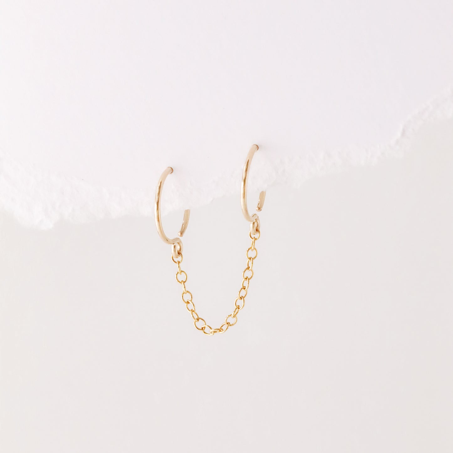 Triple Hoop Earrings With Chain for Three Piercings • Huggies • Gold • Silver • Rose Gold • BYSDMJEWELS