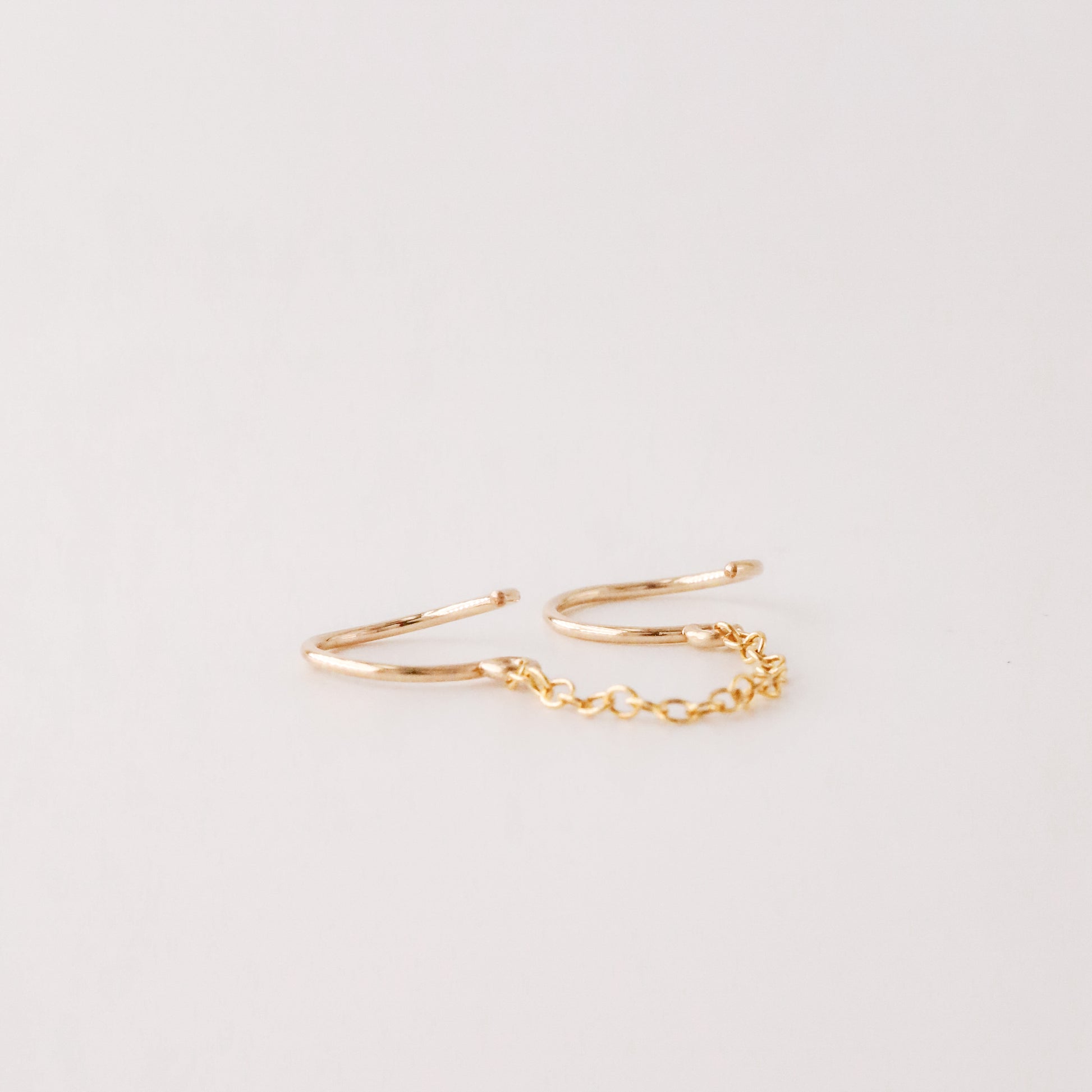 Double Hoop Earrings With Chain for Two Piercings • Huggies • Gold • Silver • Rose Gold • BYSDMJEWELS