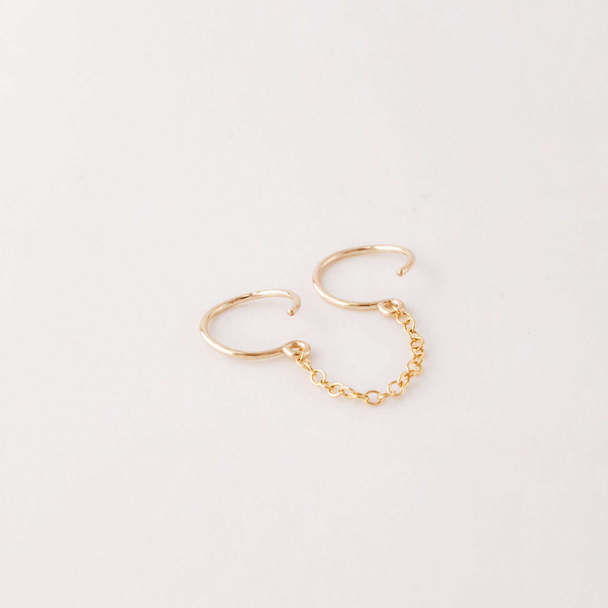Double Hoop Earrings With Chain for Two Piercings • Huggies • Gold • Silver • Rose Gold • BYSDMJEWELS