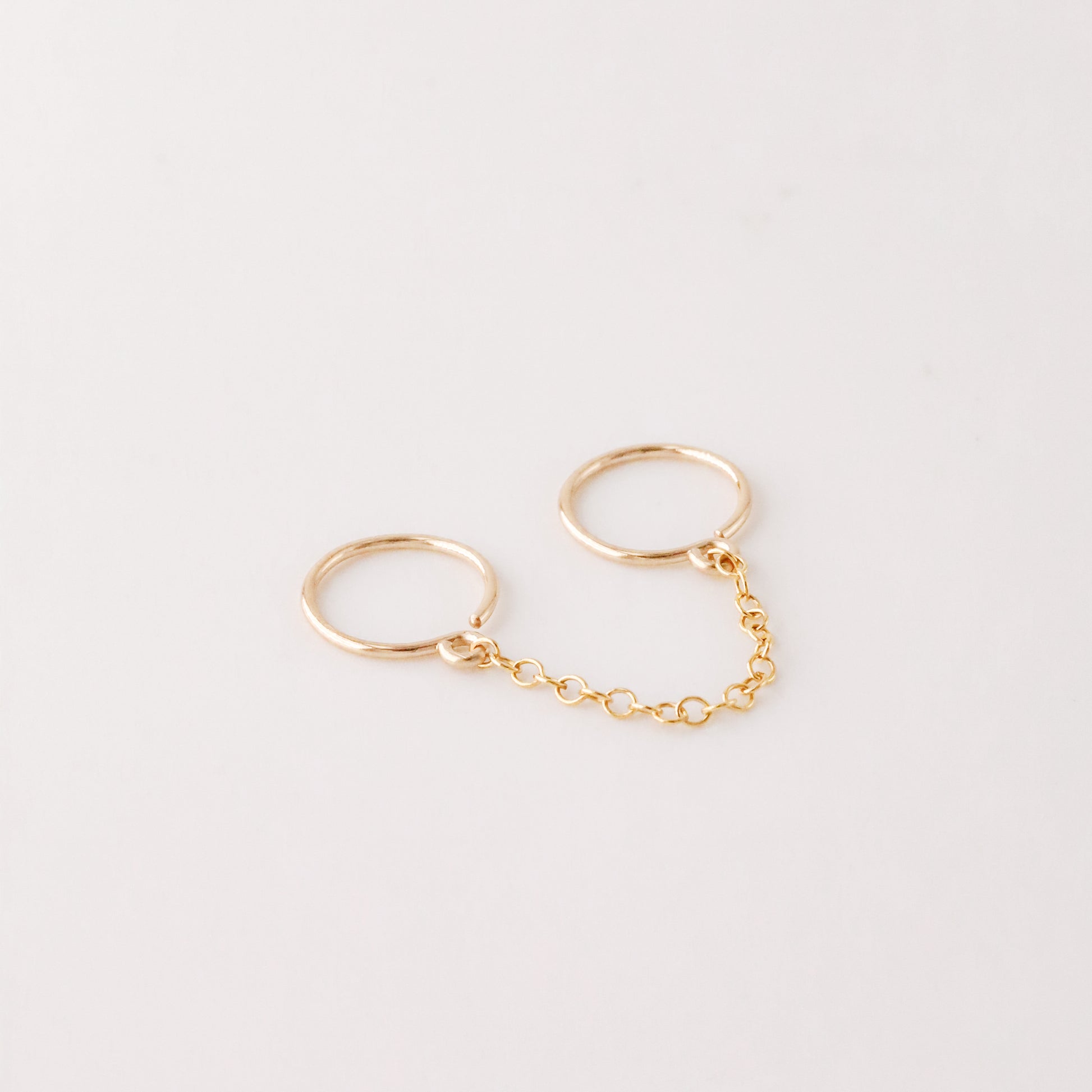 Double Hoop Earrings With Chain for Two Piercings • Huggies • Gold • Silver • Rose Gold • BYSDMJEWELS