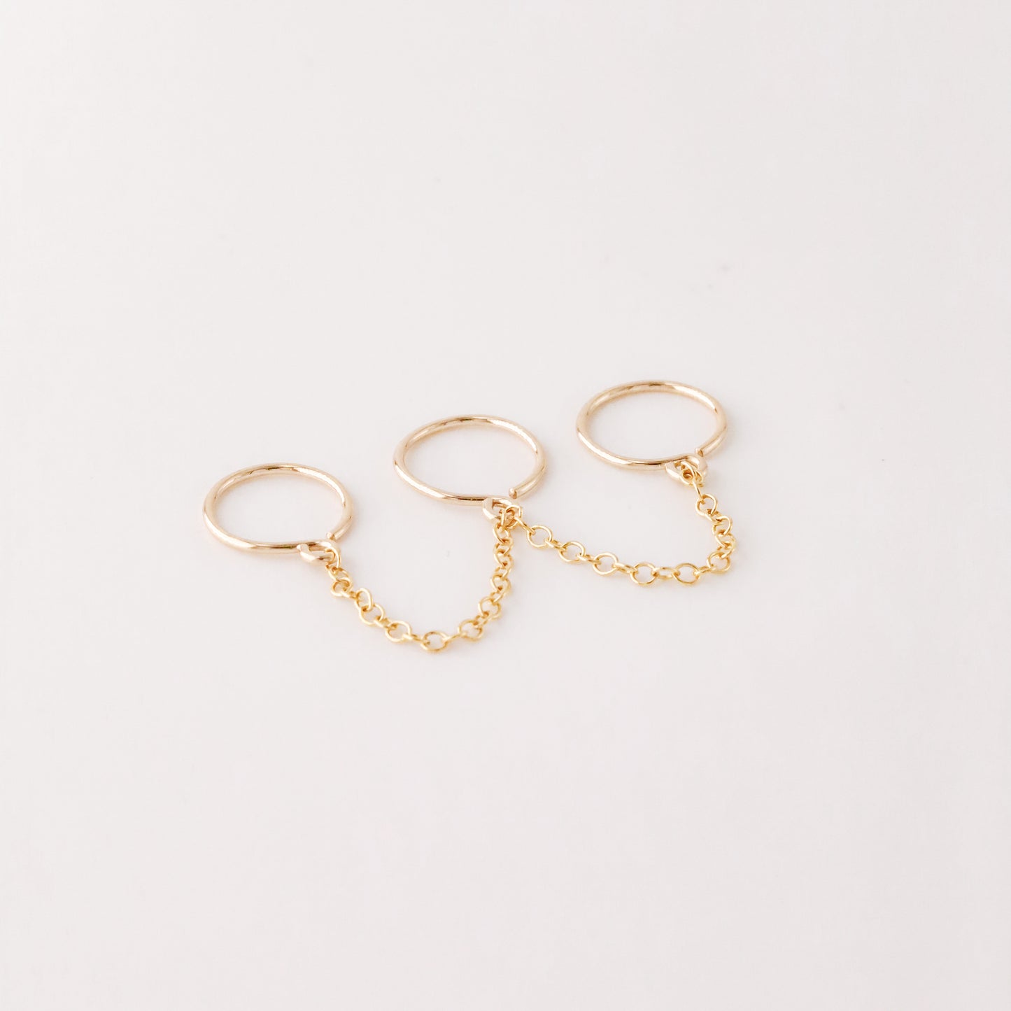 Triple Hoop Earrings With Chain for Three Piercings • Huggies • Gold • Silver • Rose Gold • BYSDMJEWELS