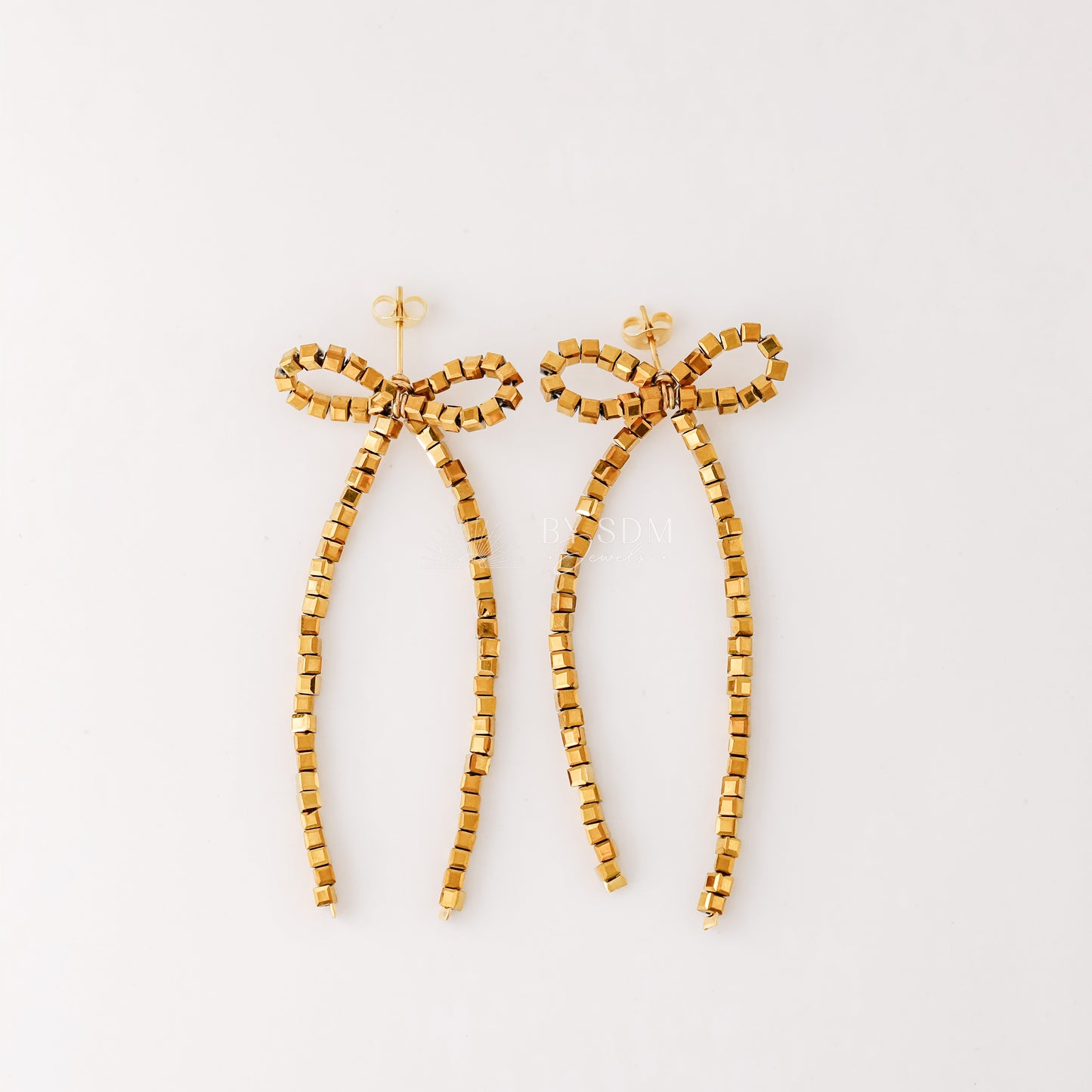 Silver Bow Drop Earrings