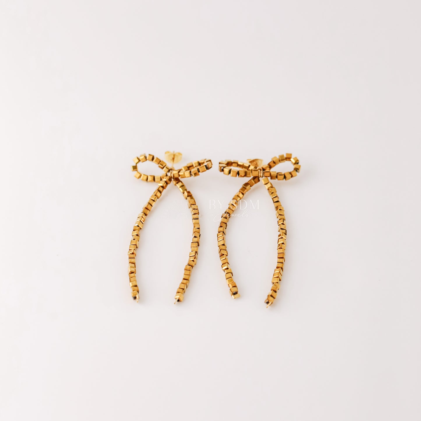 Ribbon Bow Stud Earrings in Stainless Steel, Silver or Gold, Dainty Earrings, Gold Bow Drop Earrings, Bow Jewelry, Bridesmaid's Jewellery