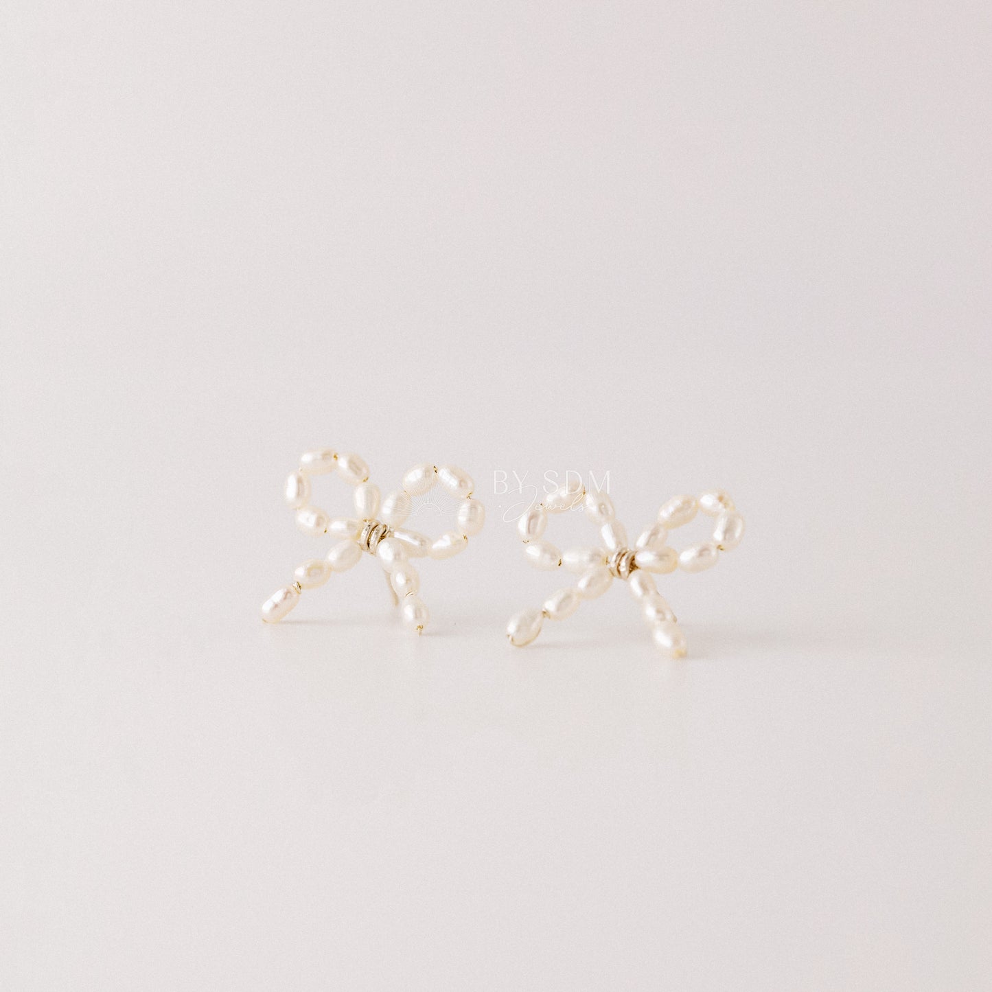 Sterling Silver Pearl Bow Earrings, Freshwater Pearl Earrings, Pearl Jewelry, Bridesmaids Earrings, Gift for Her • BYSDMJEWELS