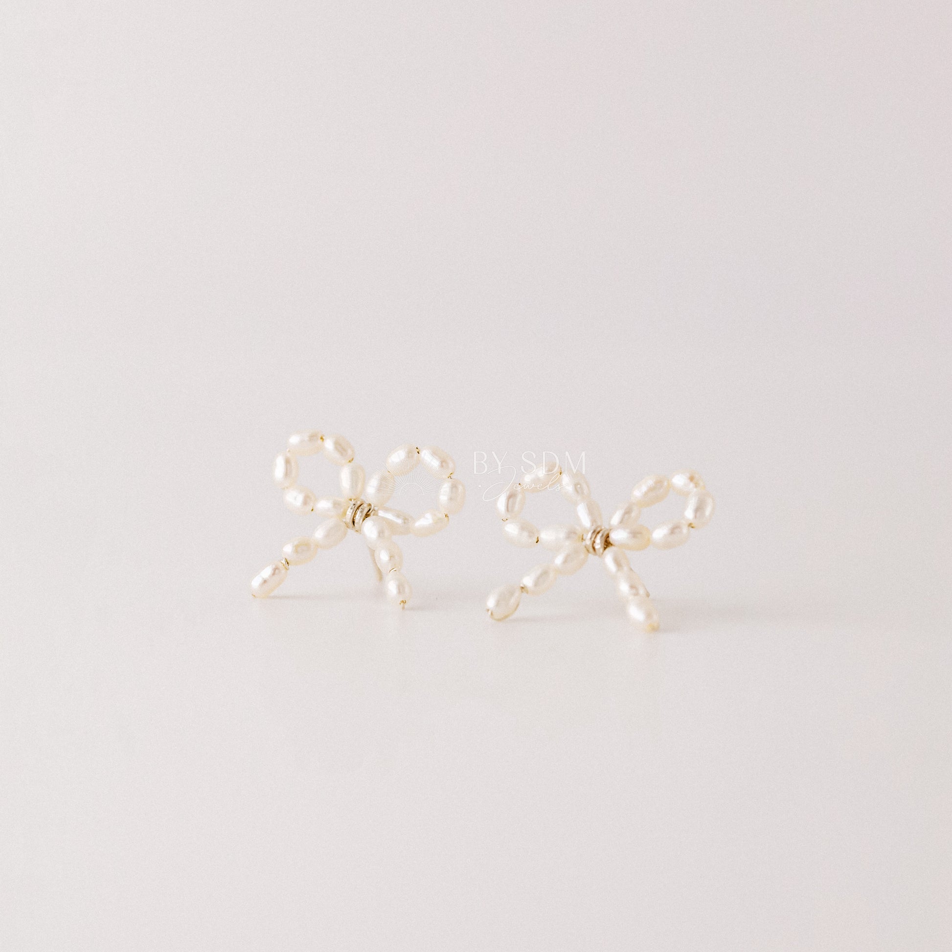Sterling Silver Pearl Bow Earrings, Freshwater Pearl Earrings, Pearl Jewelry, Bridesmaids Earrings, Gift for Her • BYSDMJEWELS