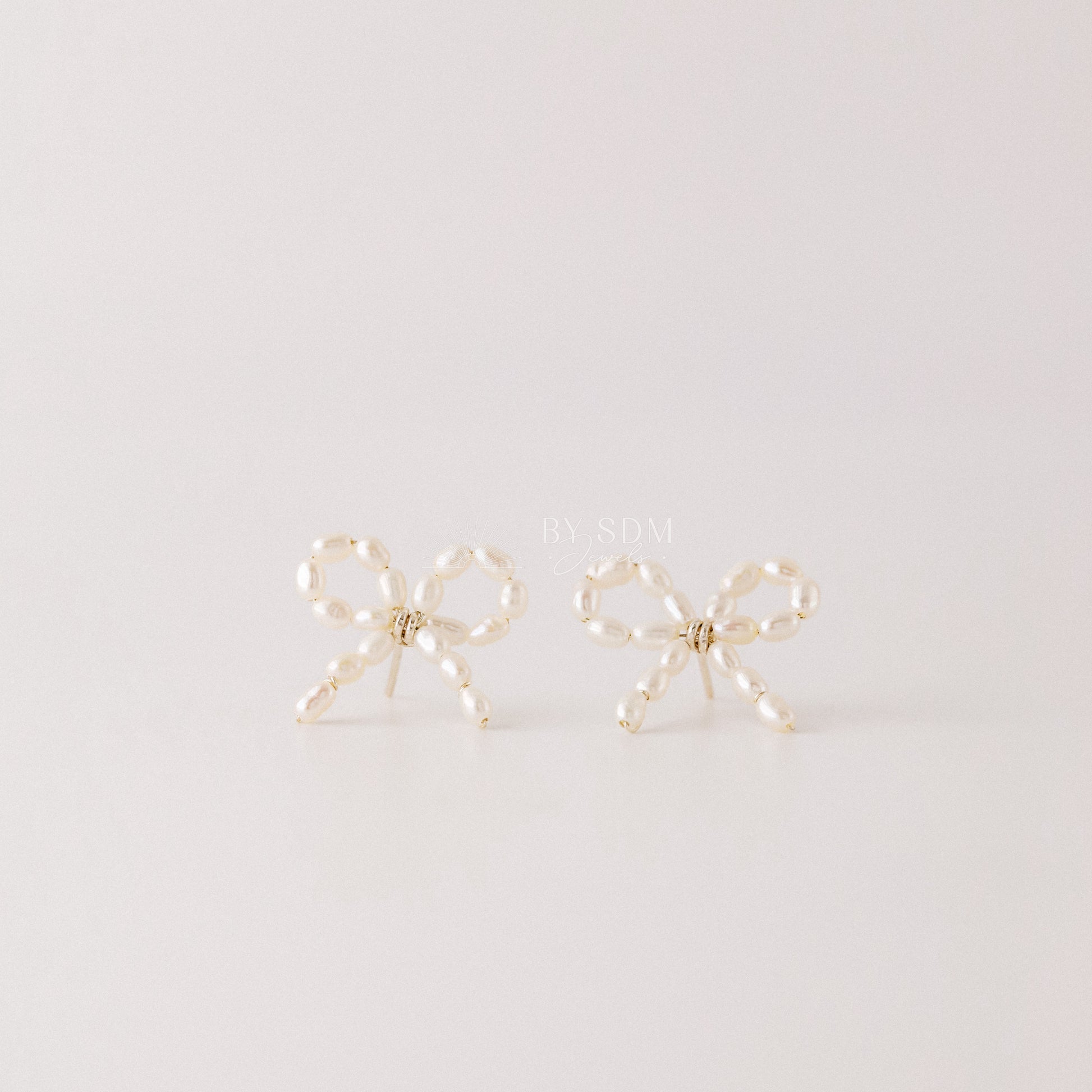 Sterling Silver Pearl Bow Earrings, Freshwater Pearl Earrings, Pearl Jewelry, Bridesmaids Earrings, Gift for Her • BYSDMJEWELS