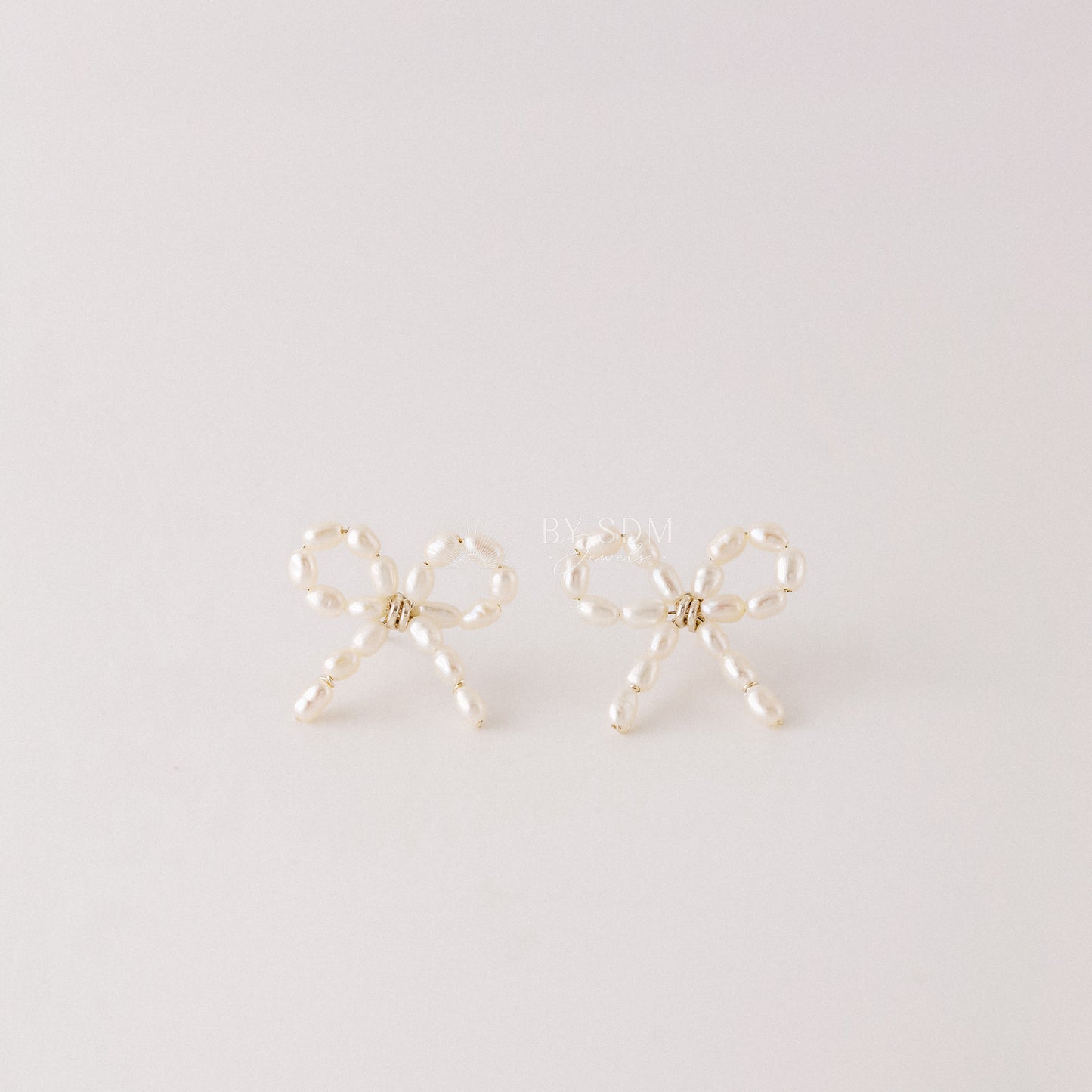 Sterling Silver Pearl Bow Earrings, Freshwater Pearl Earrings, Pearl Jewelry, Bridesmaids Earrings, Gift for Her • BYSDMJEWELS
