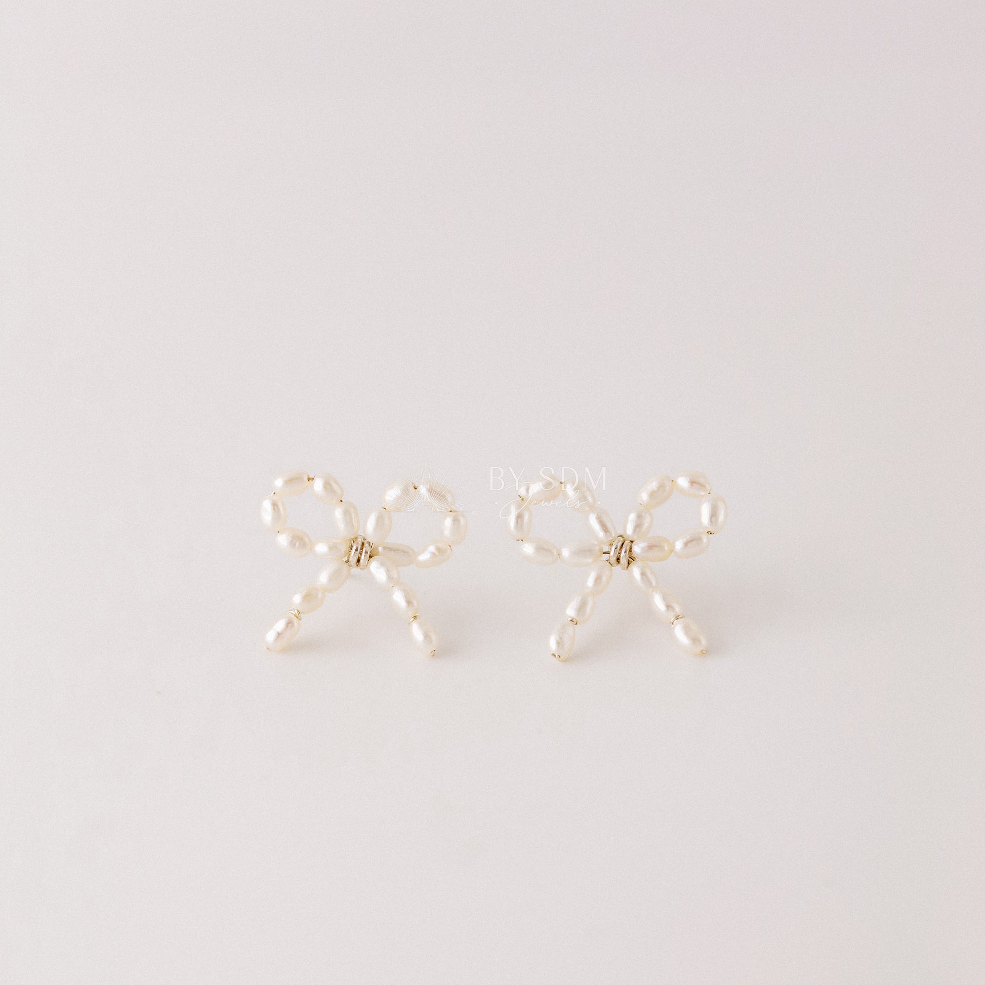 Sterling Silver Pearl Bow Earrings, Freshwater Pearl Earrings, Pearl Jewelry, Bridesmaids Earrings, Gift for Her • BYSDMJEWELS