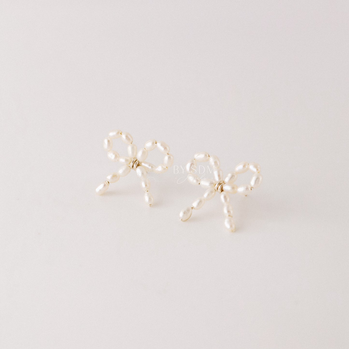 Sterling Silver Pearl Bow Earrings, Freshwater Pearl Earrings, Pearl Jewelry, Bridesmaids Earrings, Gift for Her • BYSDMJEWELS