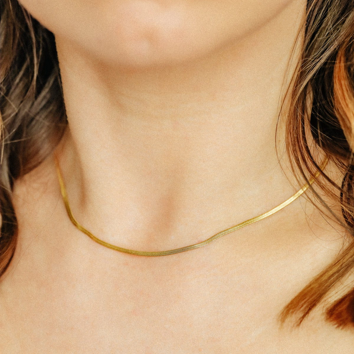 Herringbone Snake Necklace in Stainless Steel, A Must Have Layering Necklace