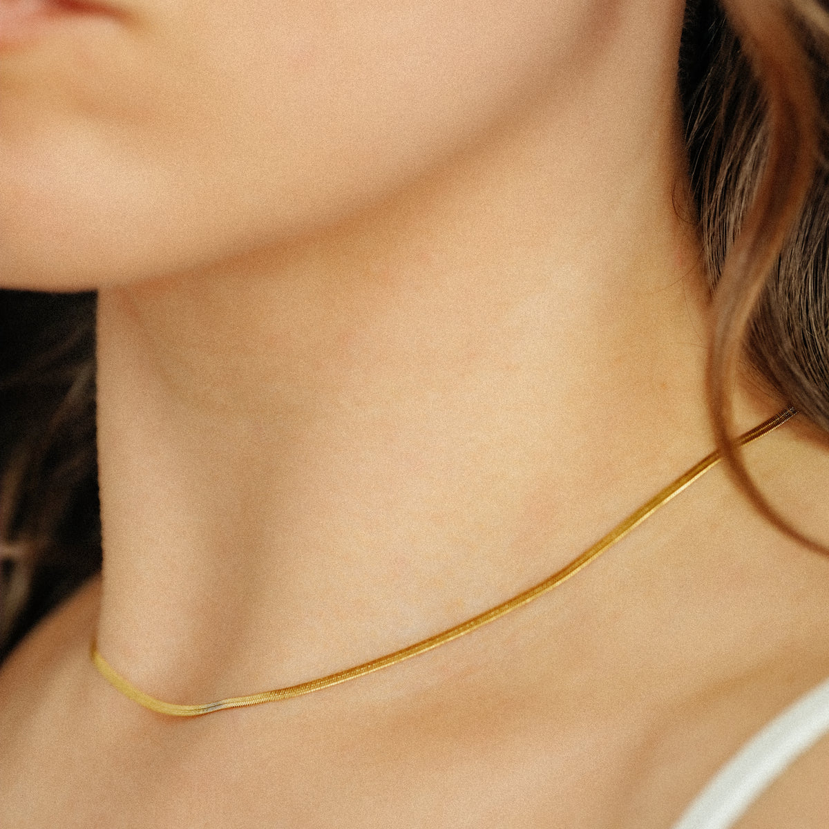 Herringbone Snake Necklace in Stainless Steel, A Must Have Layering Necklace