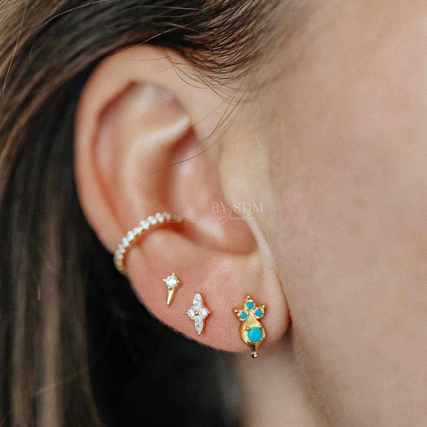 CZ Stone Ear Cuff • No Piercing is Needed • Gold, Silver, Rose Gold • BYSDMJEWELS