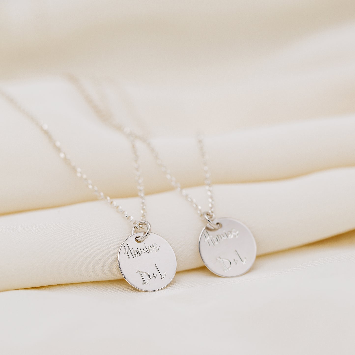 Personalized Sterling Silver Disc Necklace: Engraved Name Coin