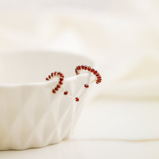 Dainty & Minimalist Cz Conch and Helix Ear Cuff Earrings, Cherry Red Ear Cuff