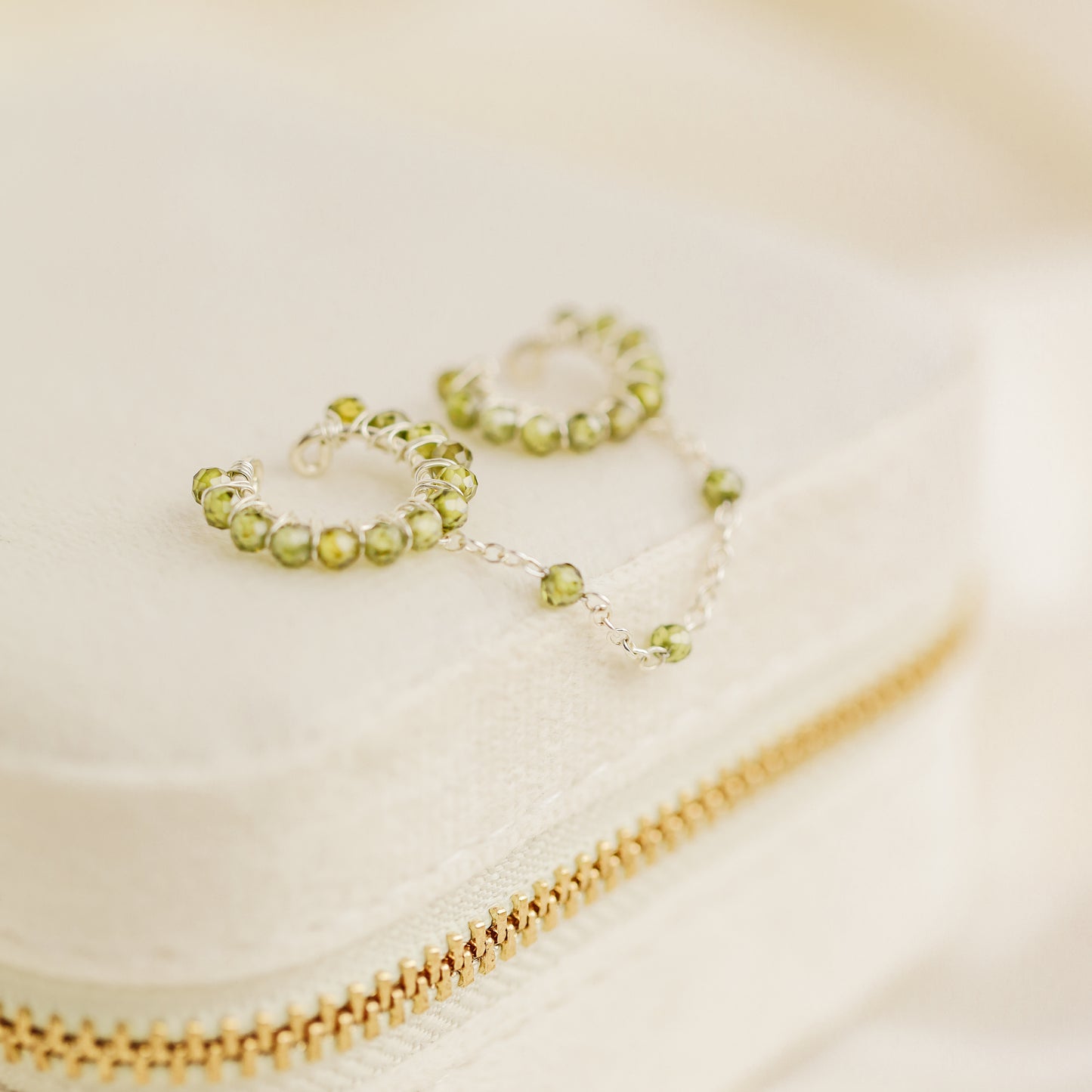 Dainty & Minimalist Cz Conch and Helix Ear Cuff Earrings, Cz Green Ear Cuff