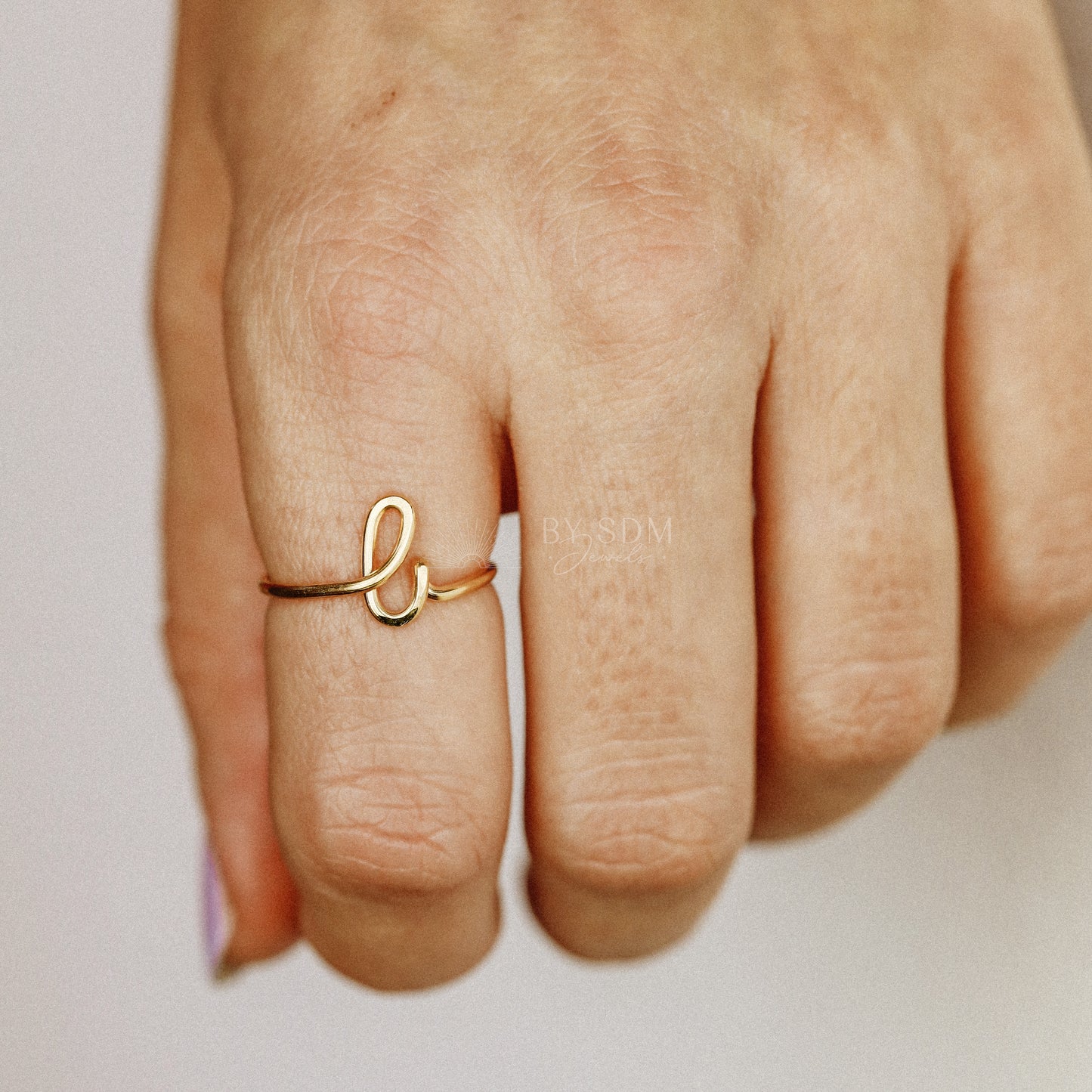 Dainty Initial L Name Ring • Personalized Ring • Stacked Initial Ring • Custom Name Ring • Personalized Gift • BYSDMJEWELS