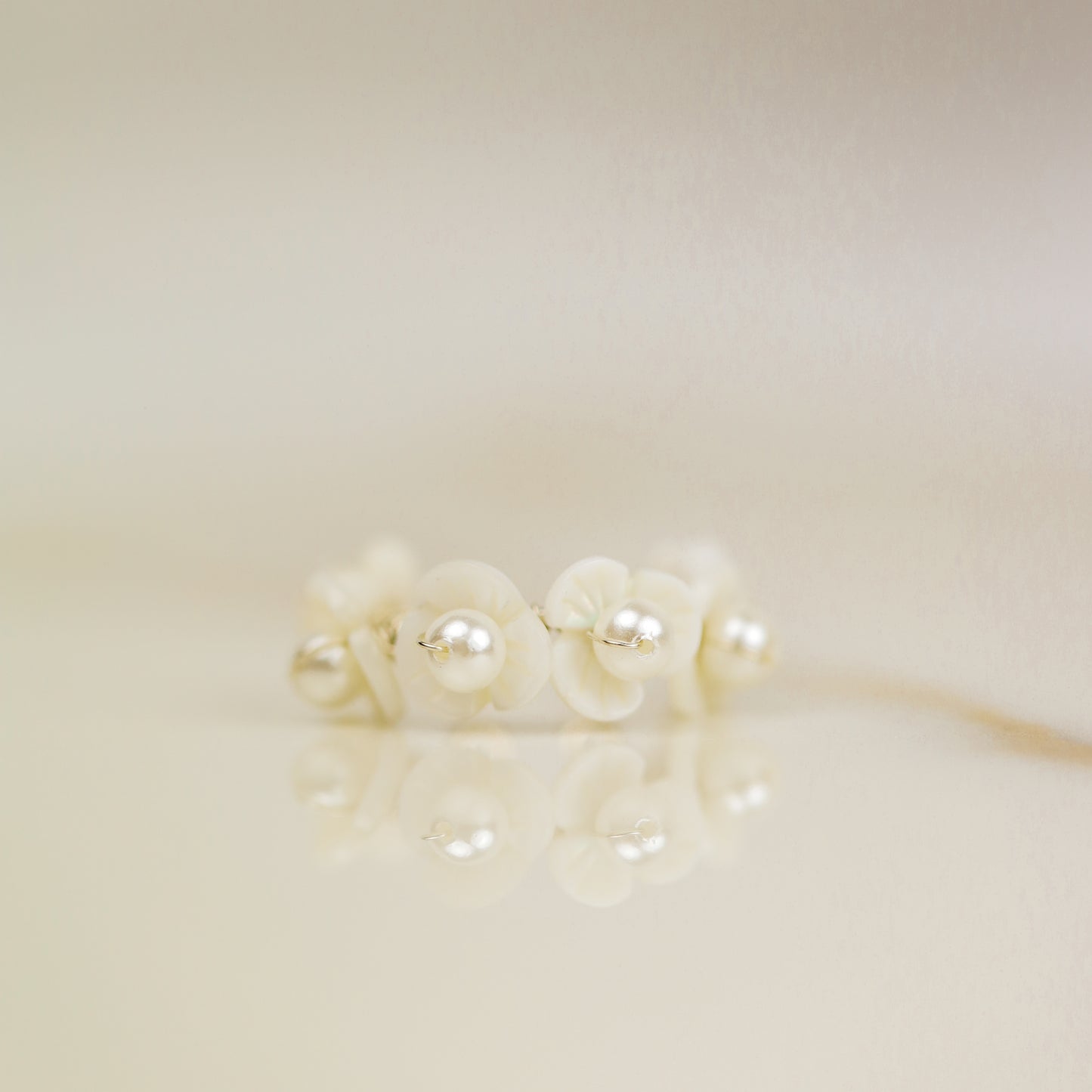 Floral Ear Cuffs, Floral Earrings, Dainty Earrings, Wedding Earrings, Minimalist Earrings, Mother of Pearl Earrings