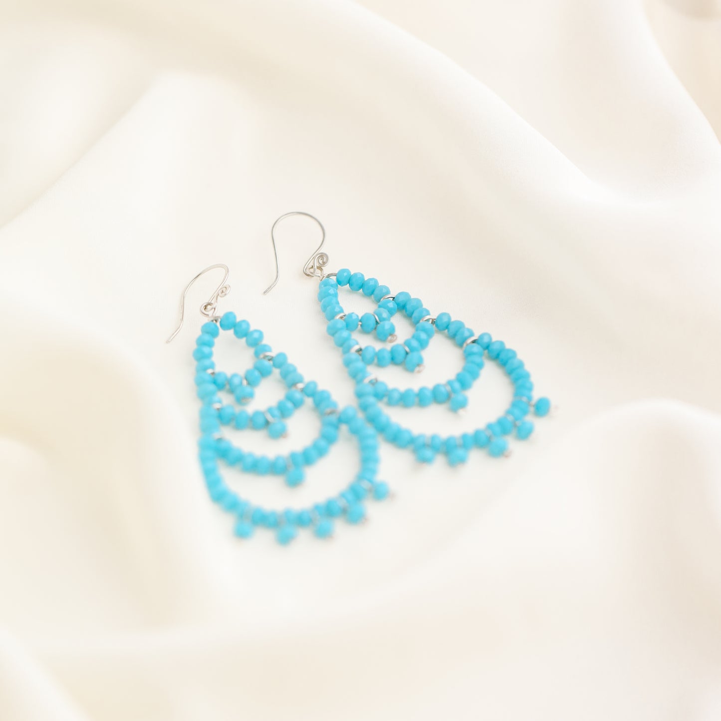 Turquoise Chandelier Earrings, Oversized Dangle Earrings, Large Bohemian Beaded Chandelier Earrings Aesthetic Jewelry Stainless Steel