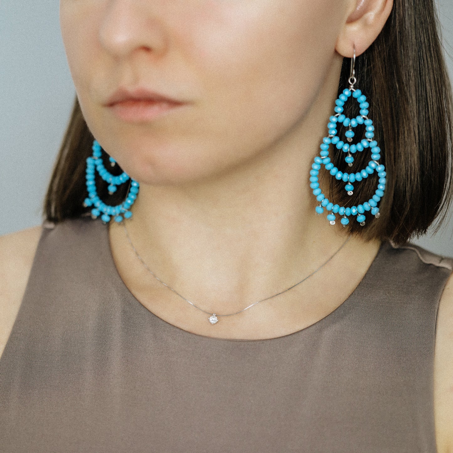 Turquoise Chandelier Earrings, Oversized Dangle Earrings, Large Bohemian Beaded Chandelier Earrings Aesthetic Jewelry Stainless Steel