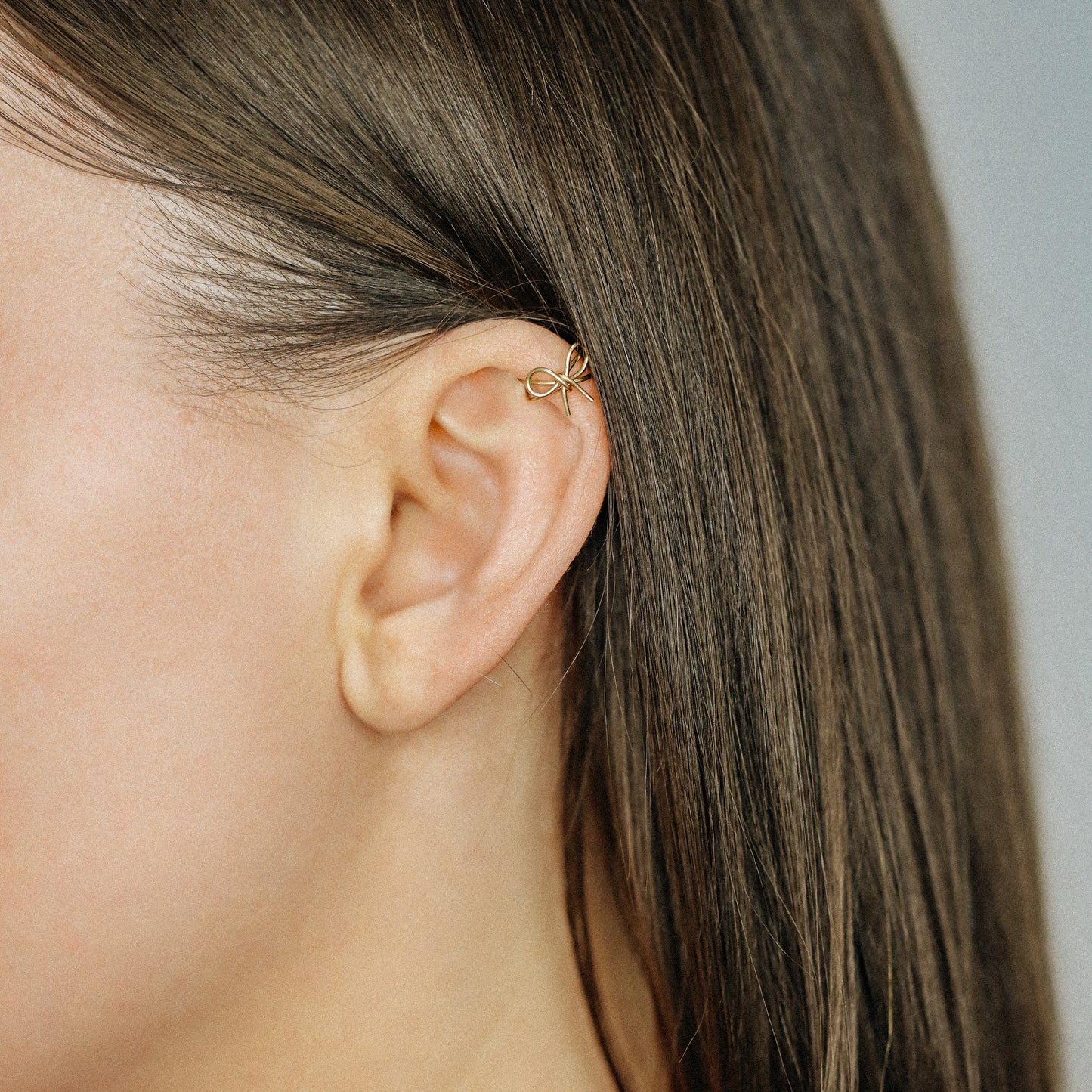 Dainty Bow Ear Cuff Earring, No Piercing Required, Black Bow Knot Ear Cuff